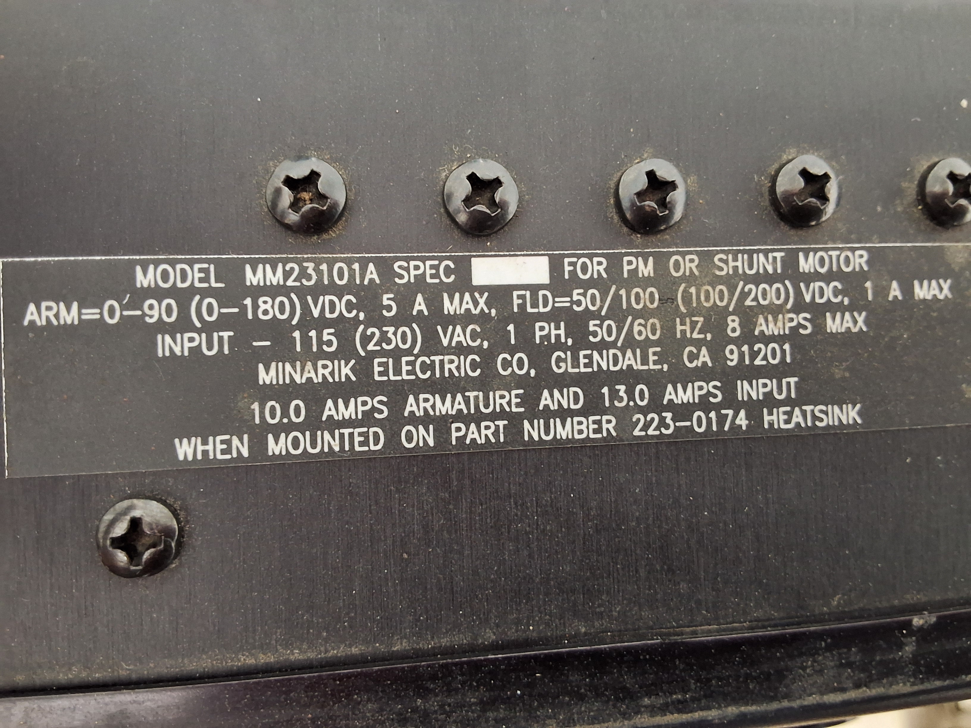 Used MINARIK CORP MM23101A MOTOR MASTER 20000 SERIES DRIVE CONTROL