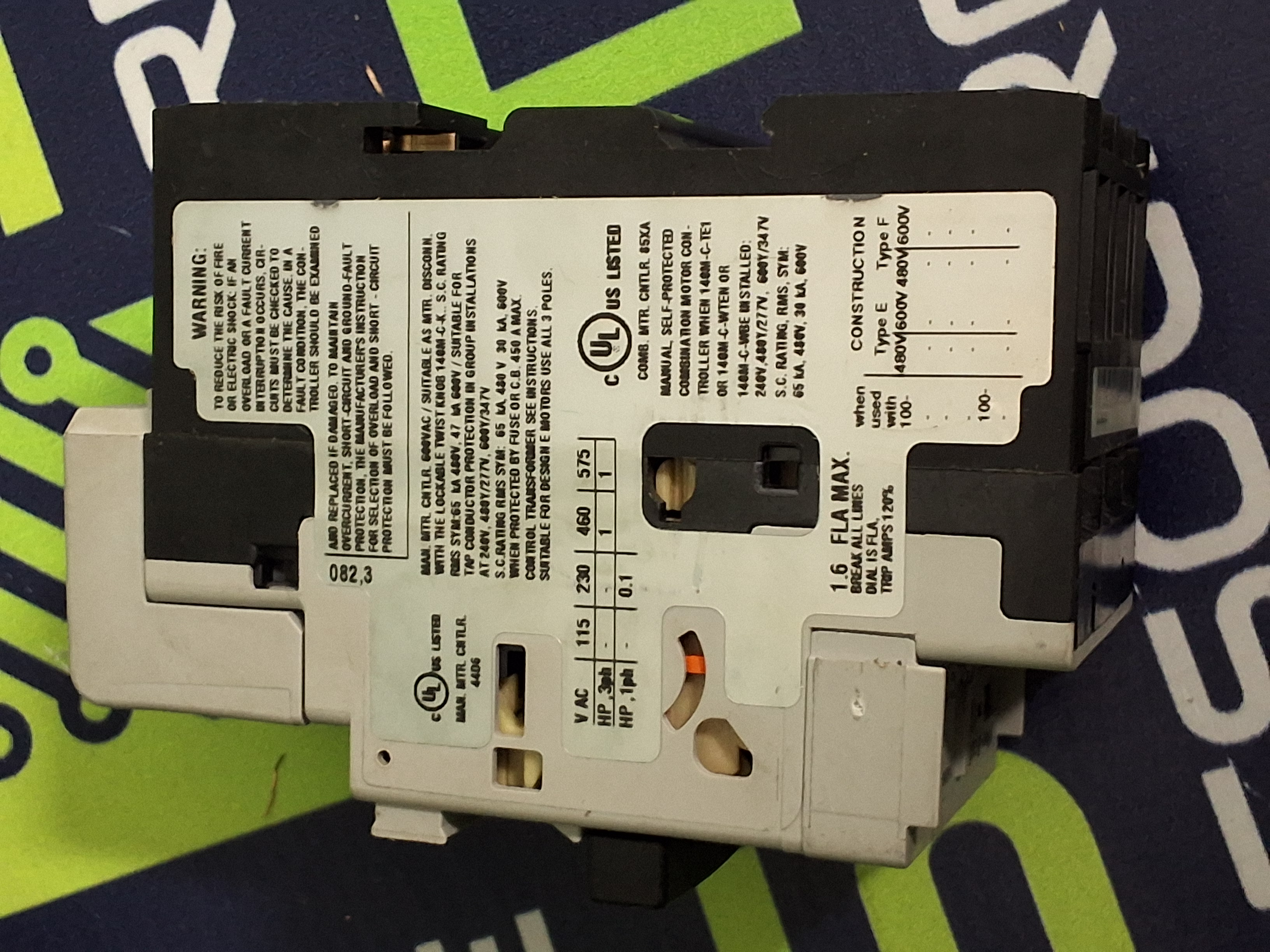 Used ALLEN-BRADLEY 140M-C2T-B16 / 140M-C2T CIRCUIT BREAKER 2-PHASE 33A 50/60Hz