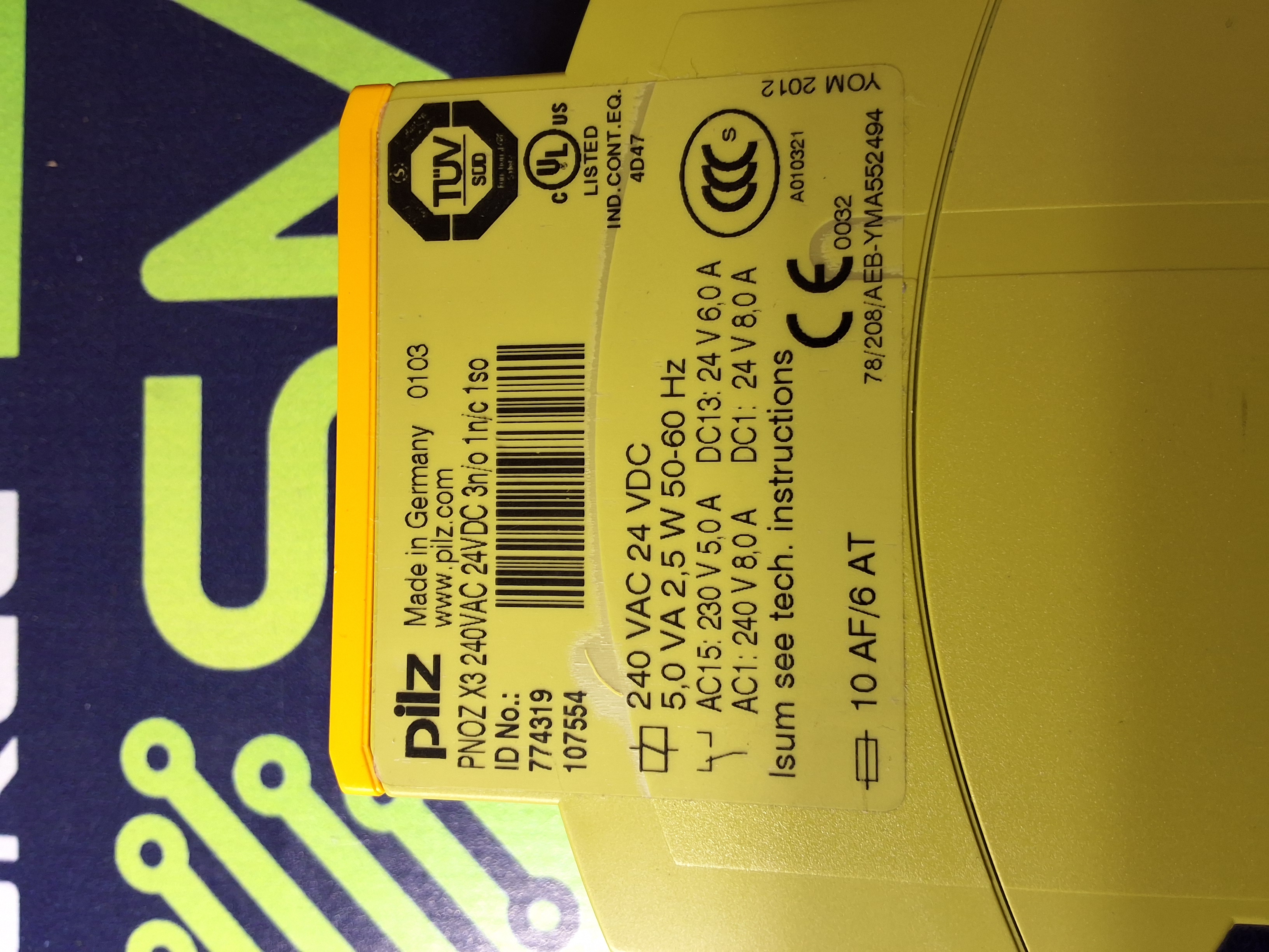 Used PILZ PNOZ X3 774319 SAFETY RELAY 240VAC 24VDC