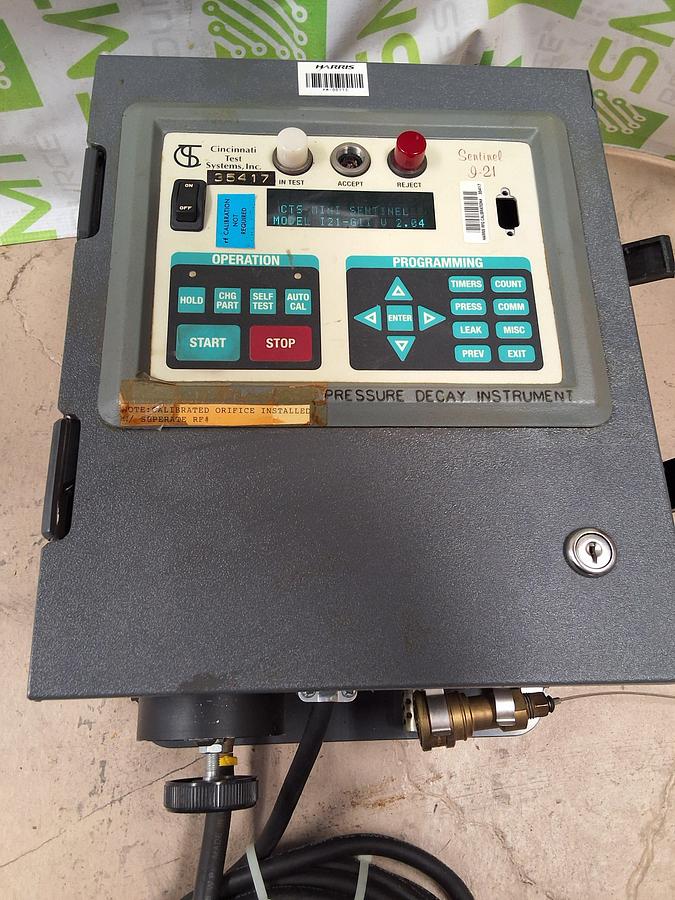 Used CINCINNATI TEST SYSTEMS SENTINEL I-21 PRESSURE DECAY LEAK TESTER / INSTRUMENT I21-S-15