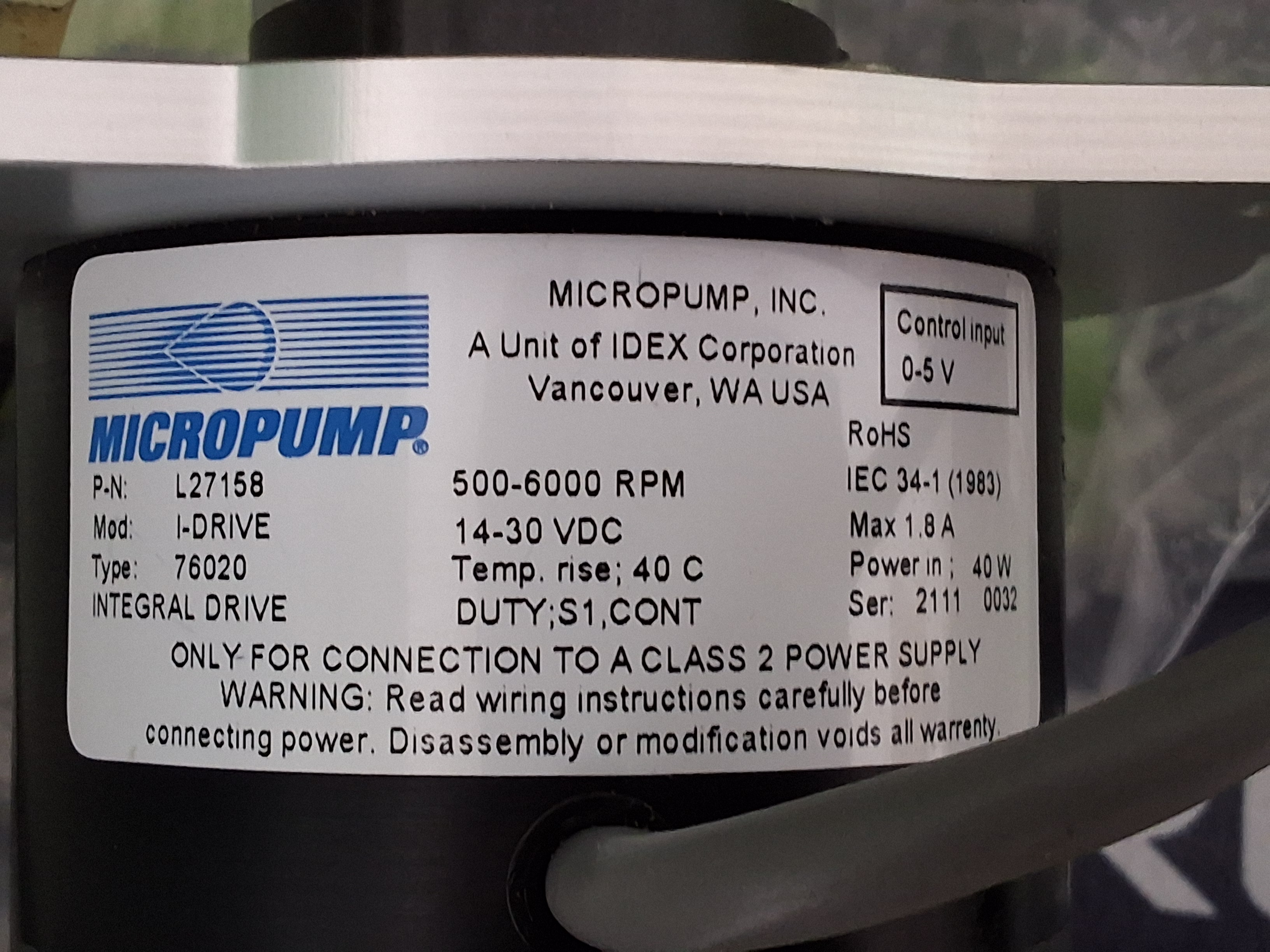 MICROPUMP L27158 L23688 MOTOR DRIVEN PUMP