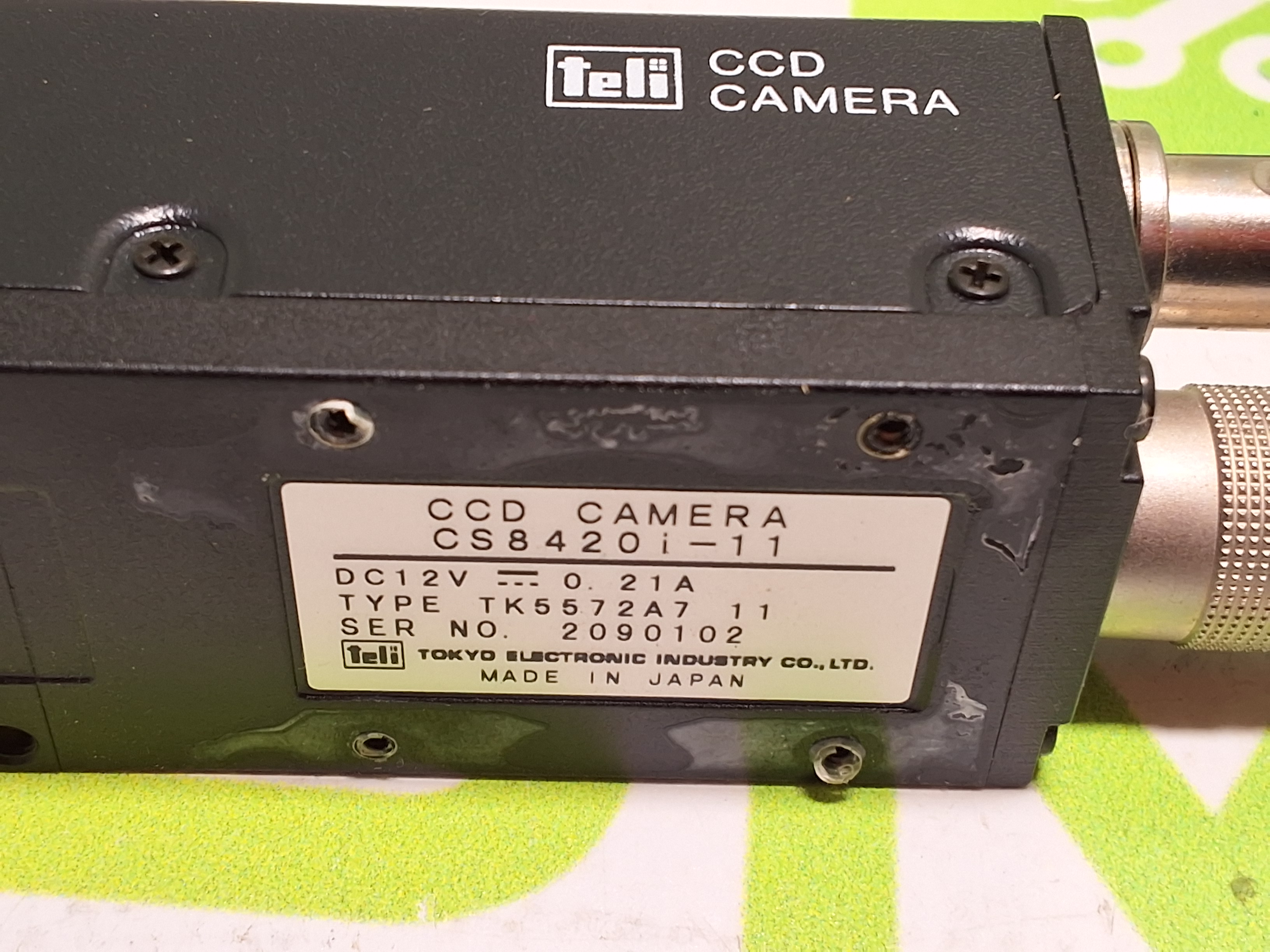 Used TOKYO ELECTRONIC INDUSTRY CO. CCD CAMERA CS8420i-11 WITH LONG LENS AND CABLE