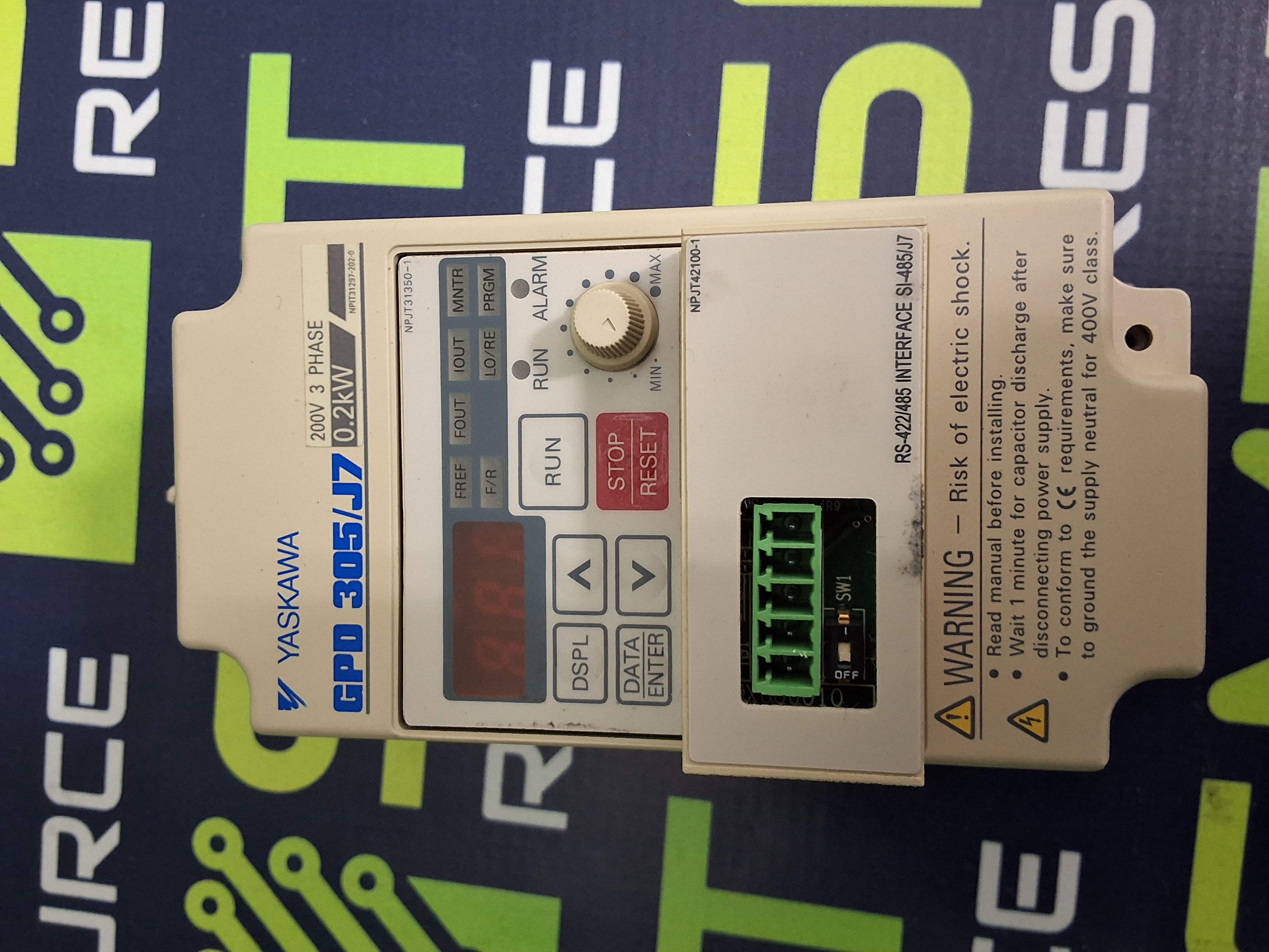 Used YASKAWA GPD 305/J7 0.2KW INVERTER DRIVE CIMR-J7AM20P2 230v 3PH