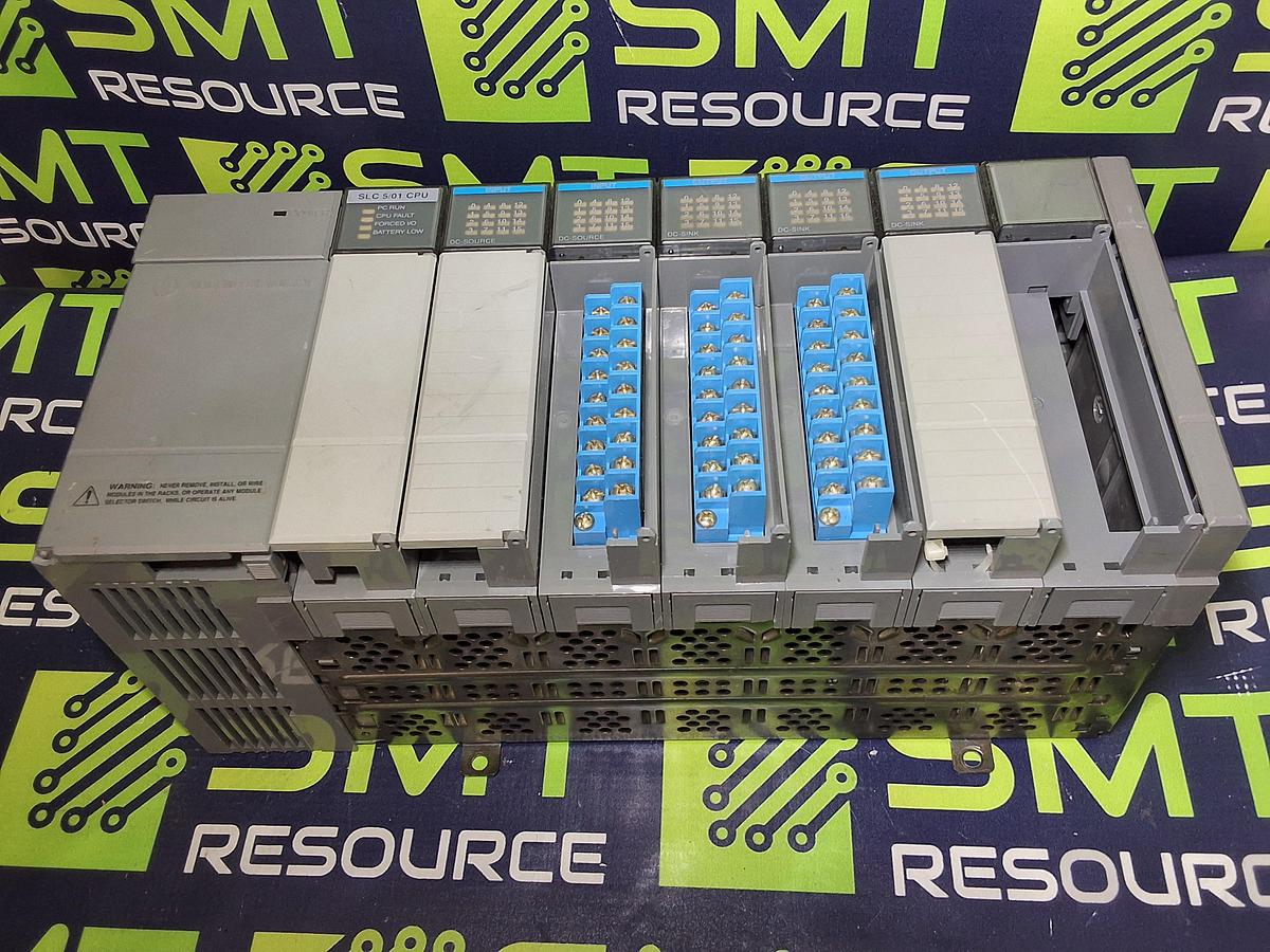 Used ALLEN BRADLEY SLC 500 7-SLOT RACK DC POWER SUPPLY SLC 5/01 CPU MODULE 1746-A7