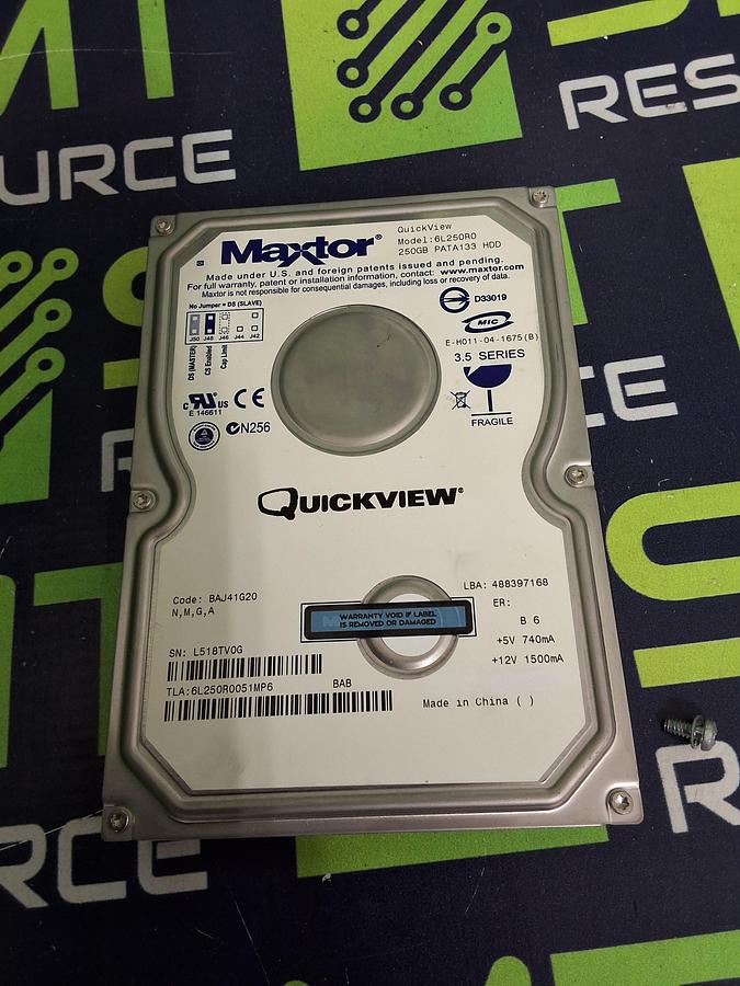 Used MAXTOR 6L250R0 HARD DRIVE 250GB PATA133