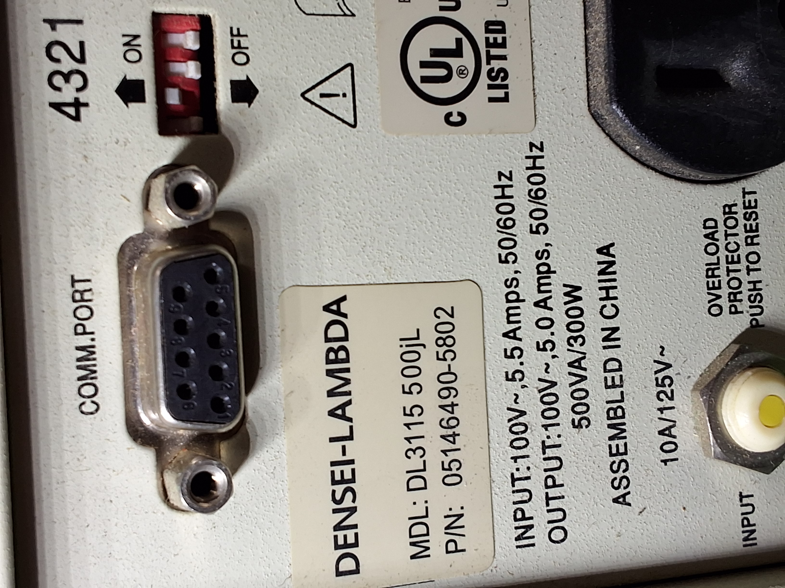 Used DENSEI-LAMBDA DL3115 500jL POWER SUPPLY 500VA/300W