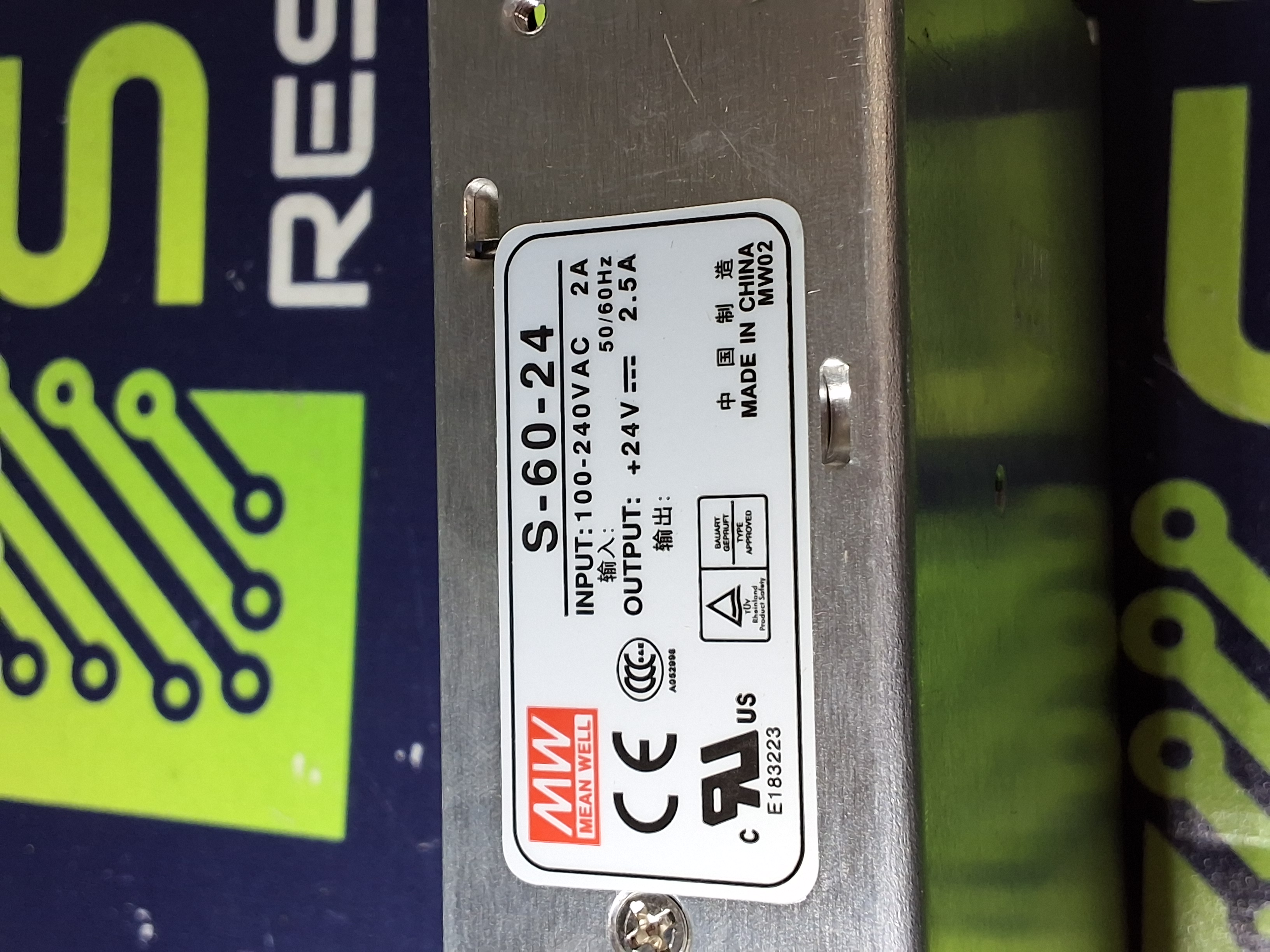 Used MEAN WELL S-60-24 POWER SUPPLY 100-240VAC 2A