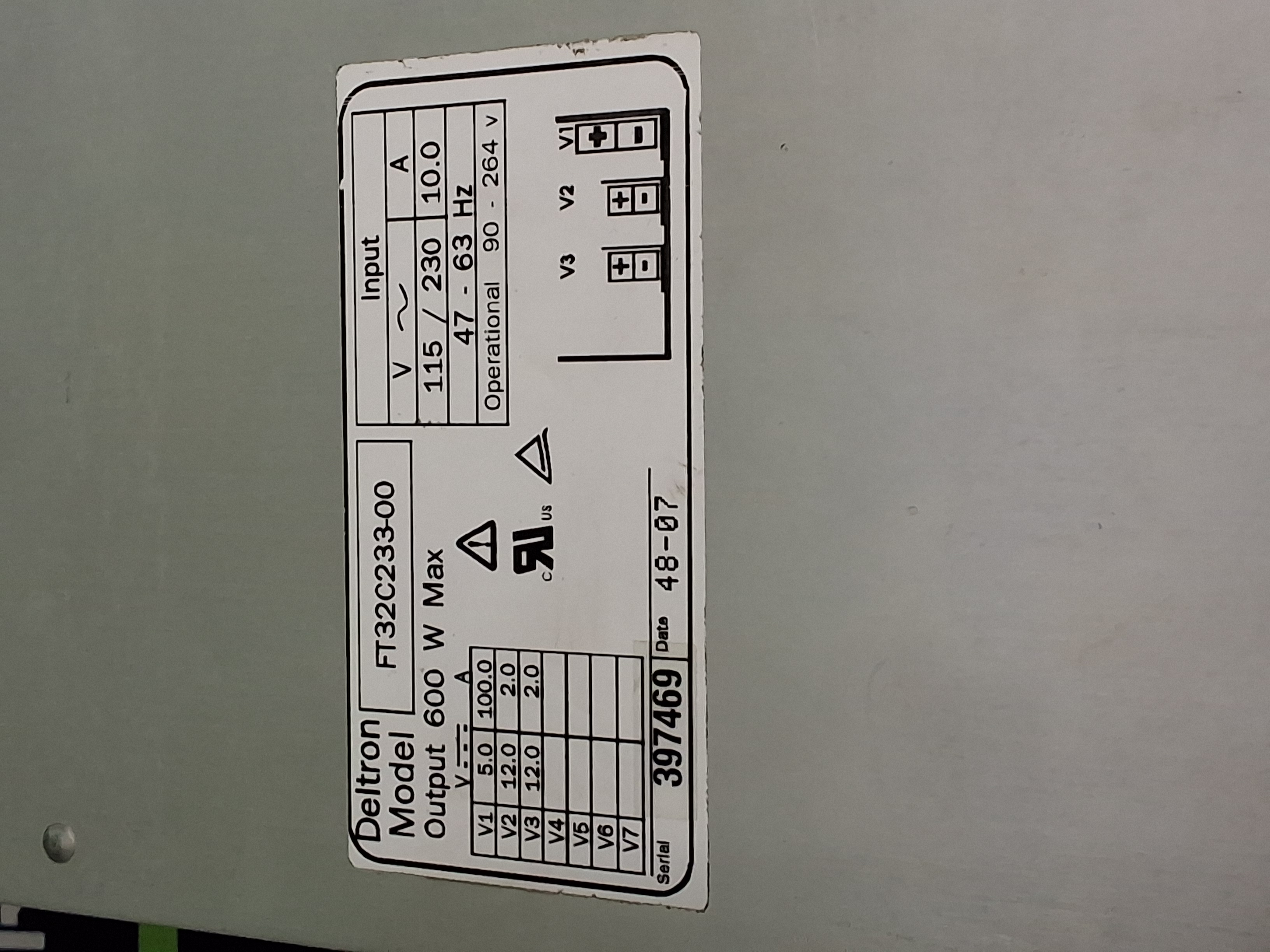 Used DELTRON FT32C233-00 TRIPLE VOLTAGE OUTPUT POWER SUPPLY