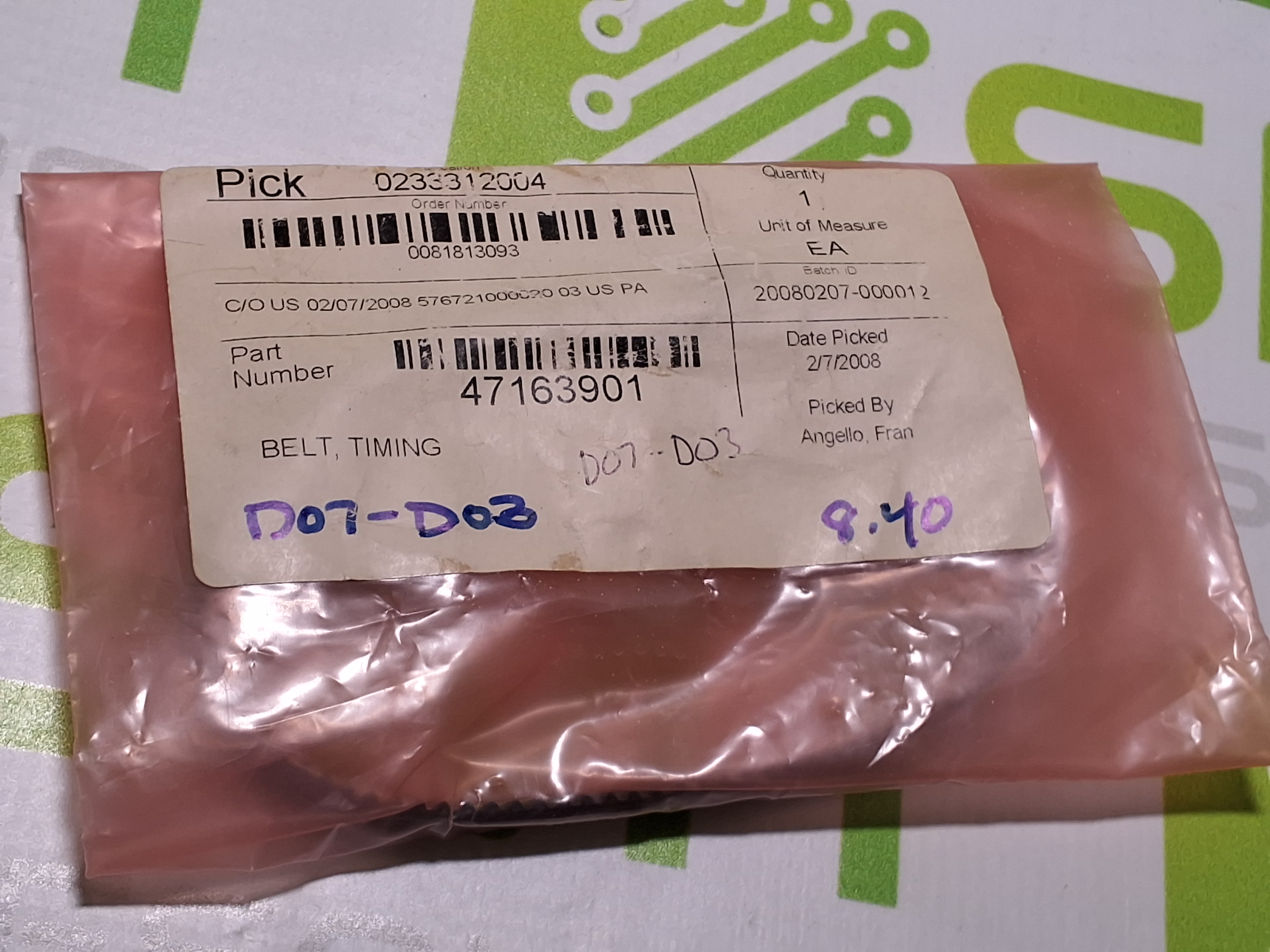 UNIVERSAL INSTRUMENTS 47163901 TIMING BELT - NEW