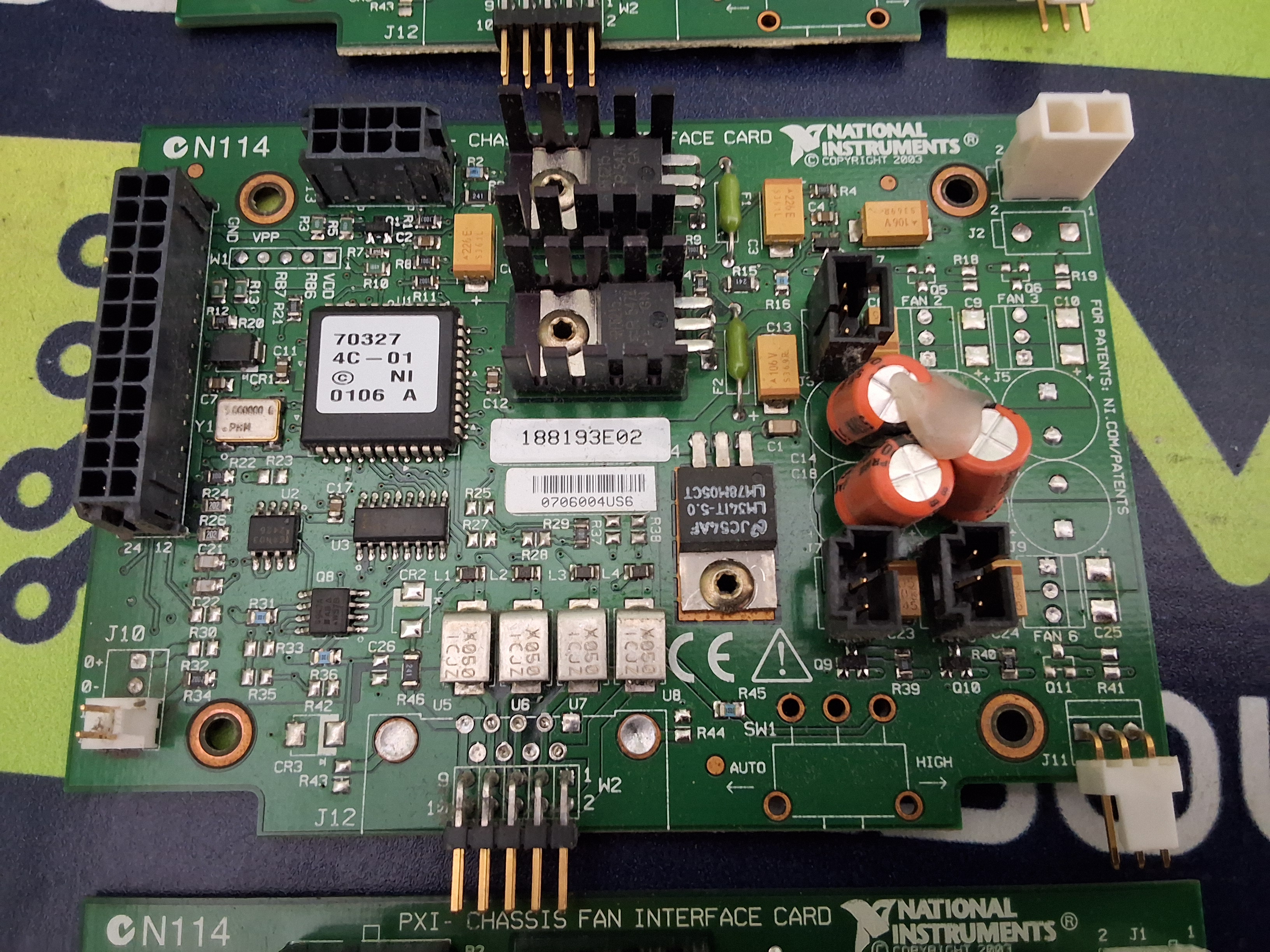 Used NATIONAL INSTRUMENTS 188195C-01 PXI CHASSIS FAN INTERFACE CARD 188193E02