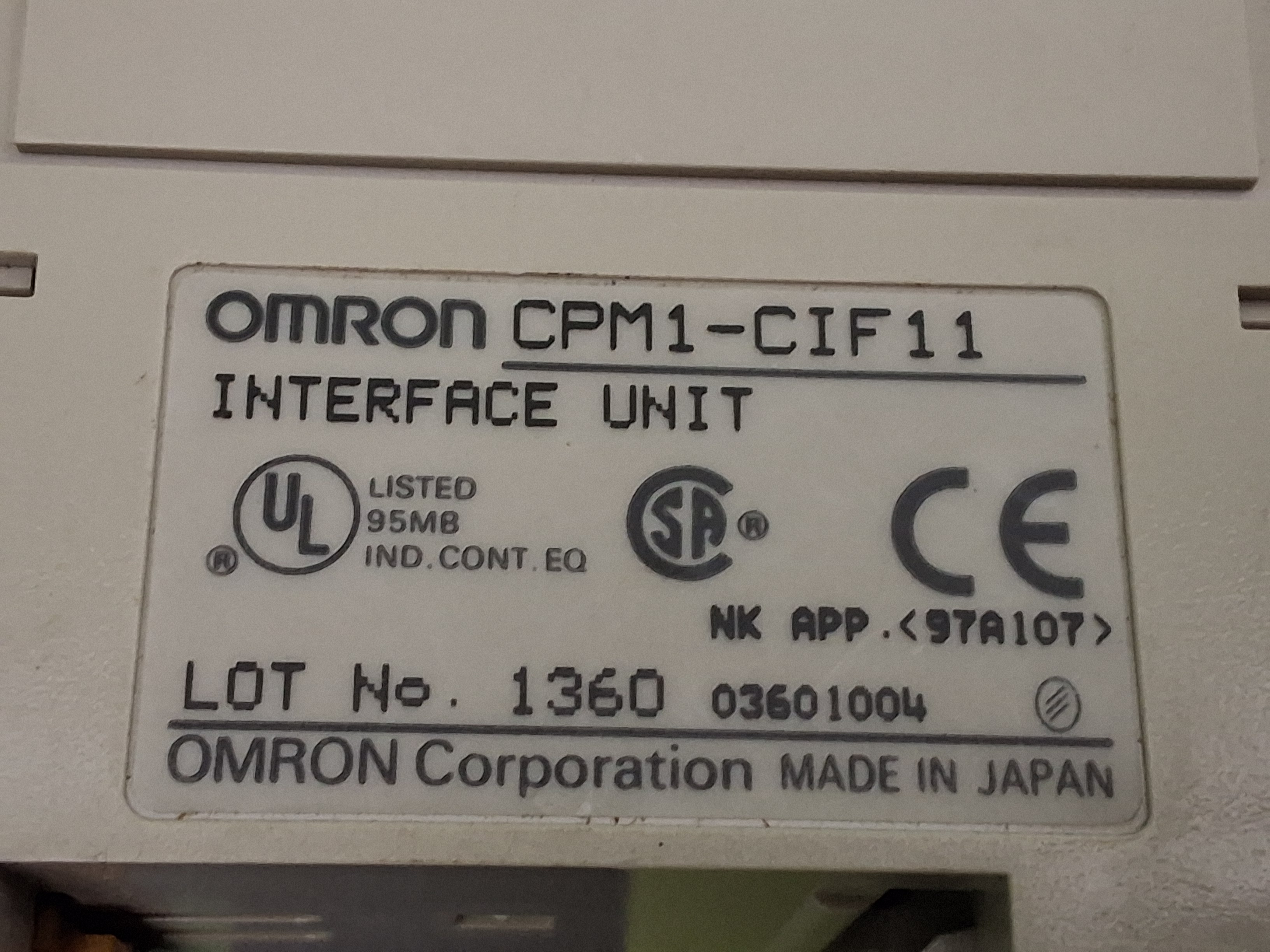 Used OMRON CPM1-CIF11 COMMUNICATION ADAPTER AND INTERFACE UNIT