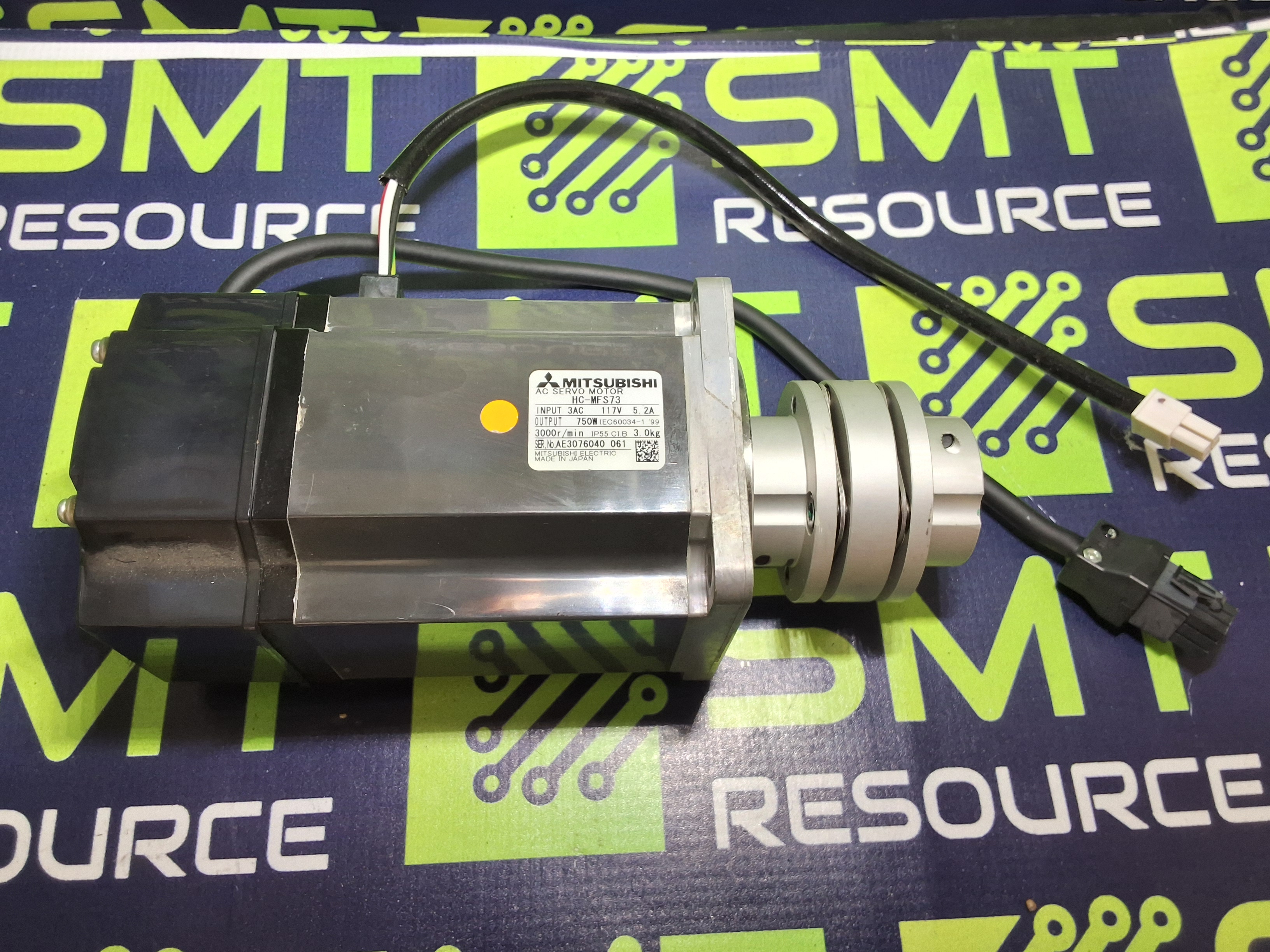 Used MITSUBISHI HC-MFS73 AC SERVO MOTOR 750W WITH MIKI PULLEY SFC-050DA