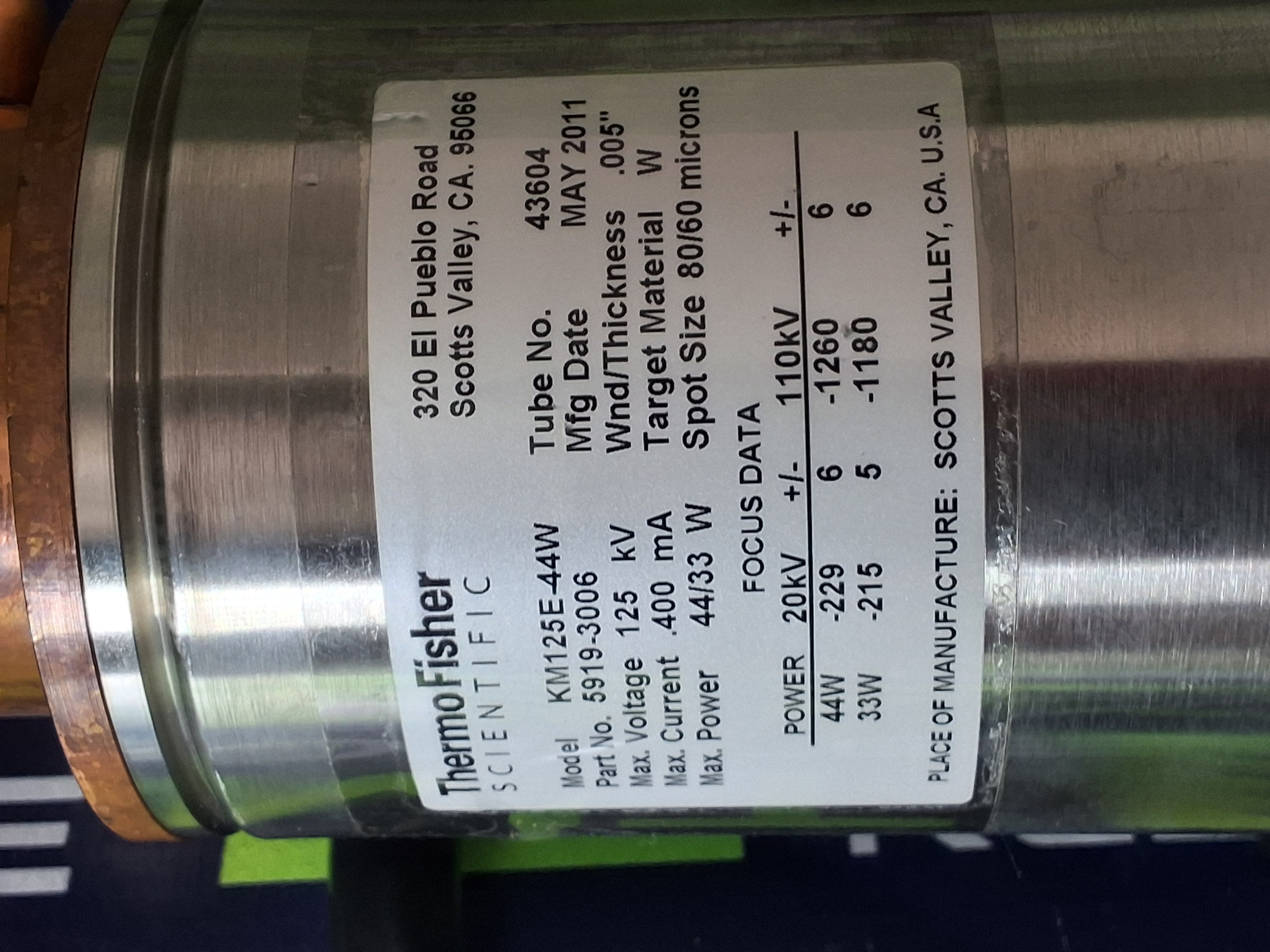 THERMO FISHER SCIENTIFIC KM125E-44W TERADYNE X-RAY TUBE - BRAND NEW