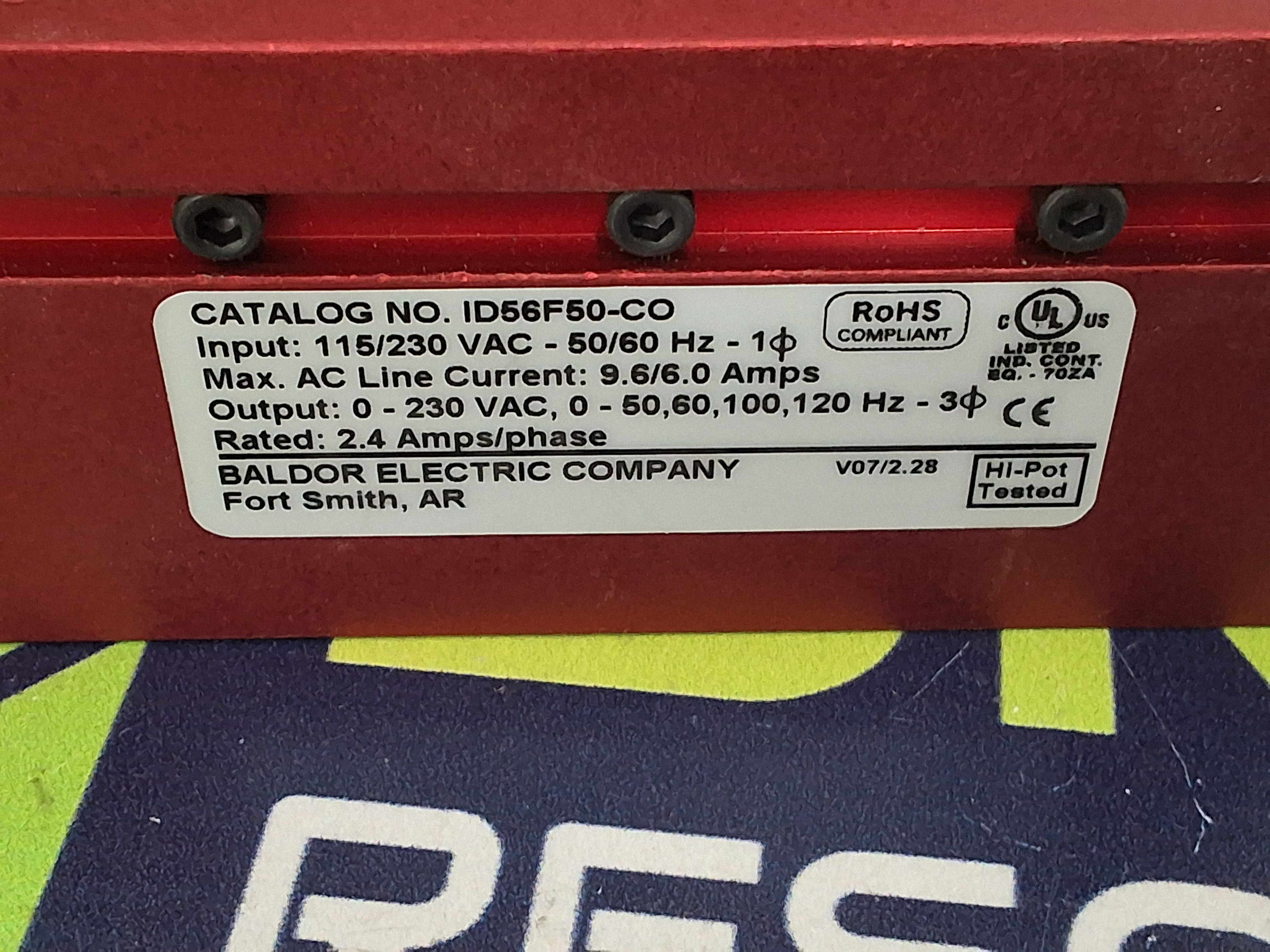 BALDOR ID56F50-CO ADJUSTABLE SPEED AC VARIABLE FREQUENCY DRIVE 0-230VAC 2.4A - BRAND NEW