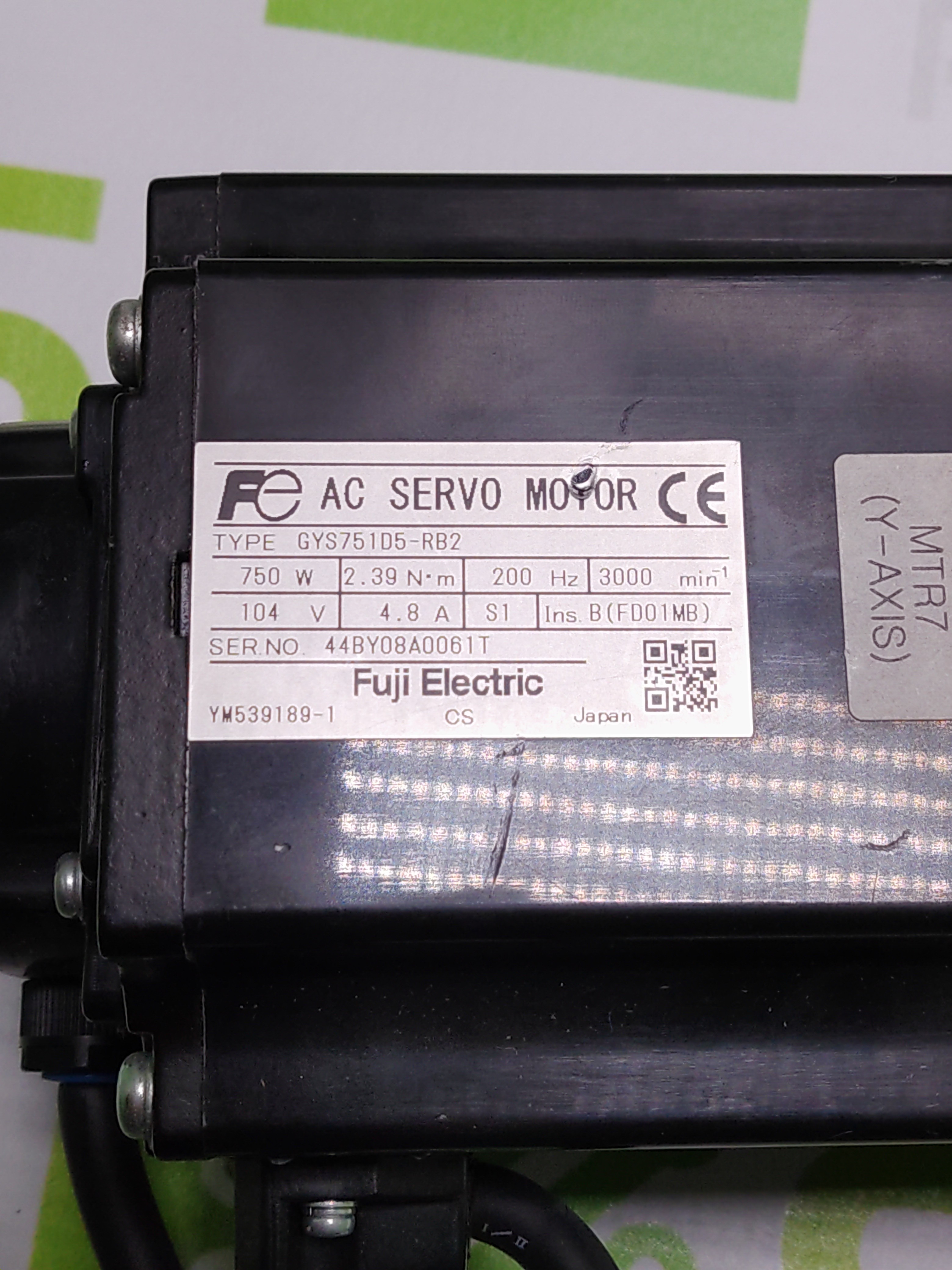 Used FUJI ELECTRIC GYS751D5-RB2  SERVO MOTOR