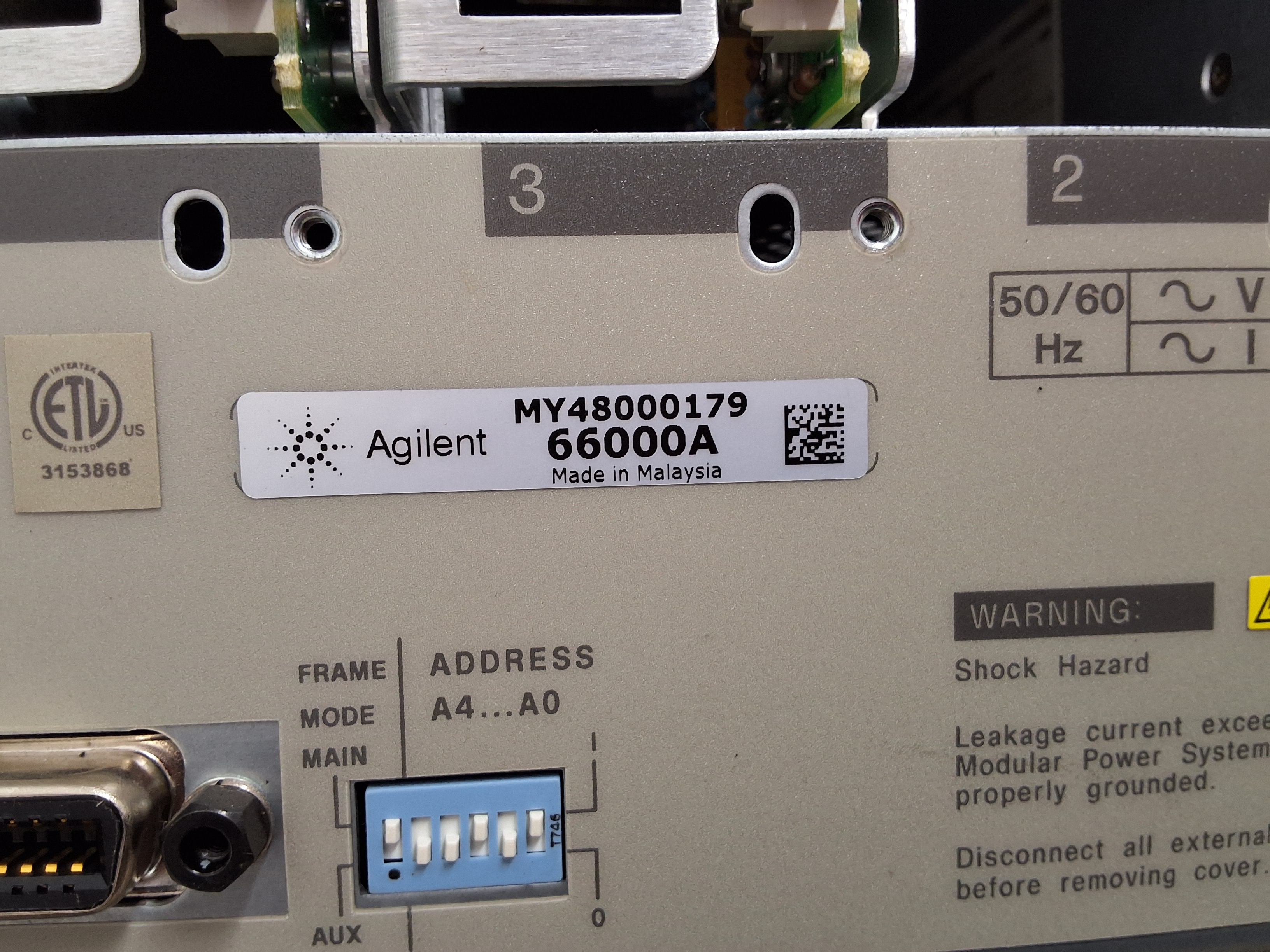 Used AGILENT 66000A MPS MAINFRAME WITH (2) 66101A AND (2) 66102A MODULES 