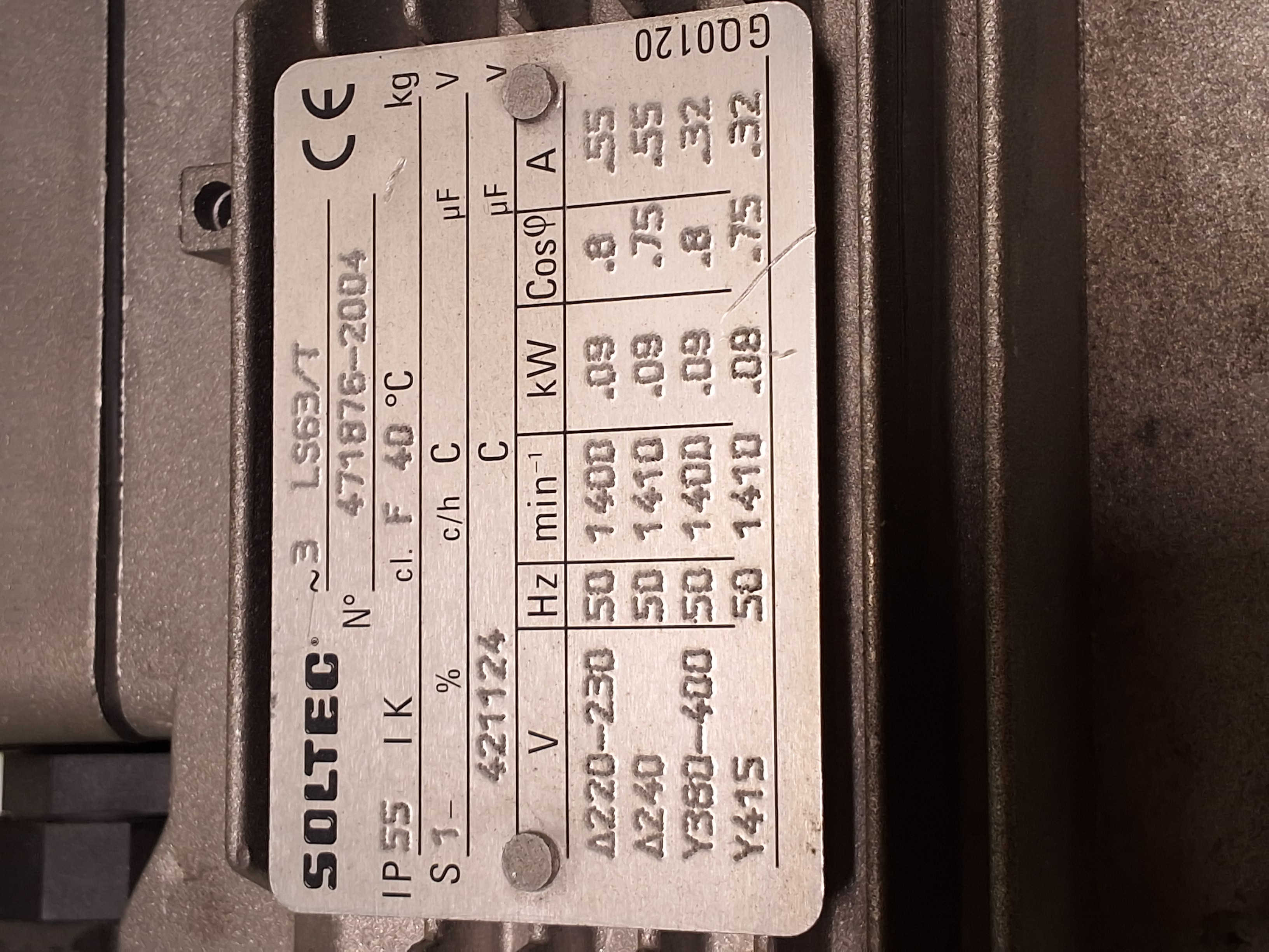 Used SOLTEC 3 LS63/T MOTOR