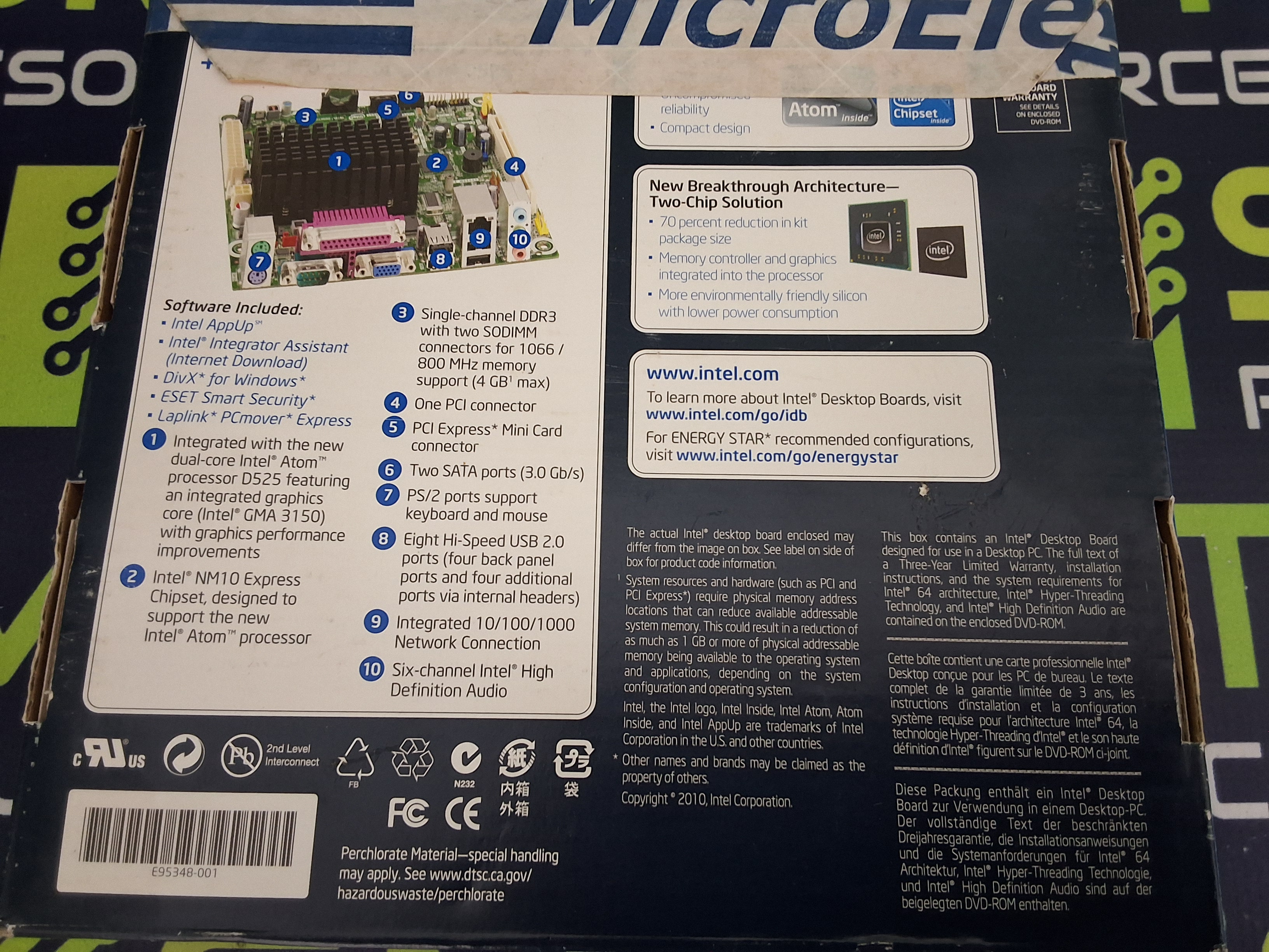 Used Intel Desktop Board D525MW + Intel Atom Processor D525