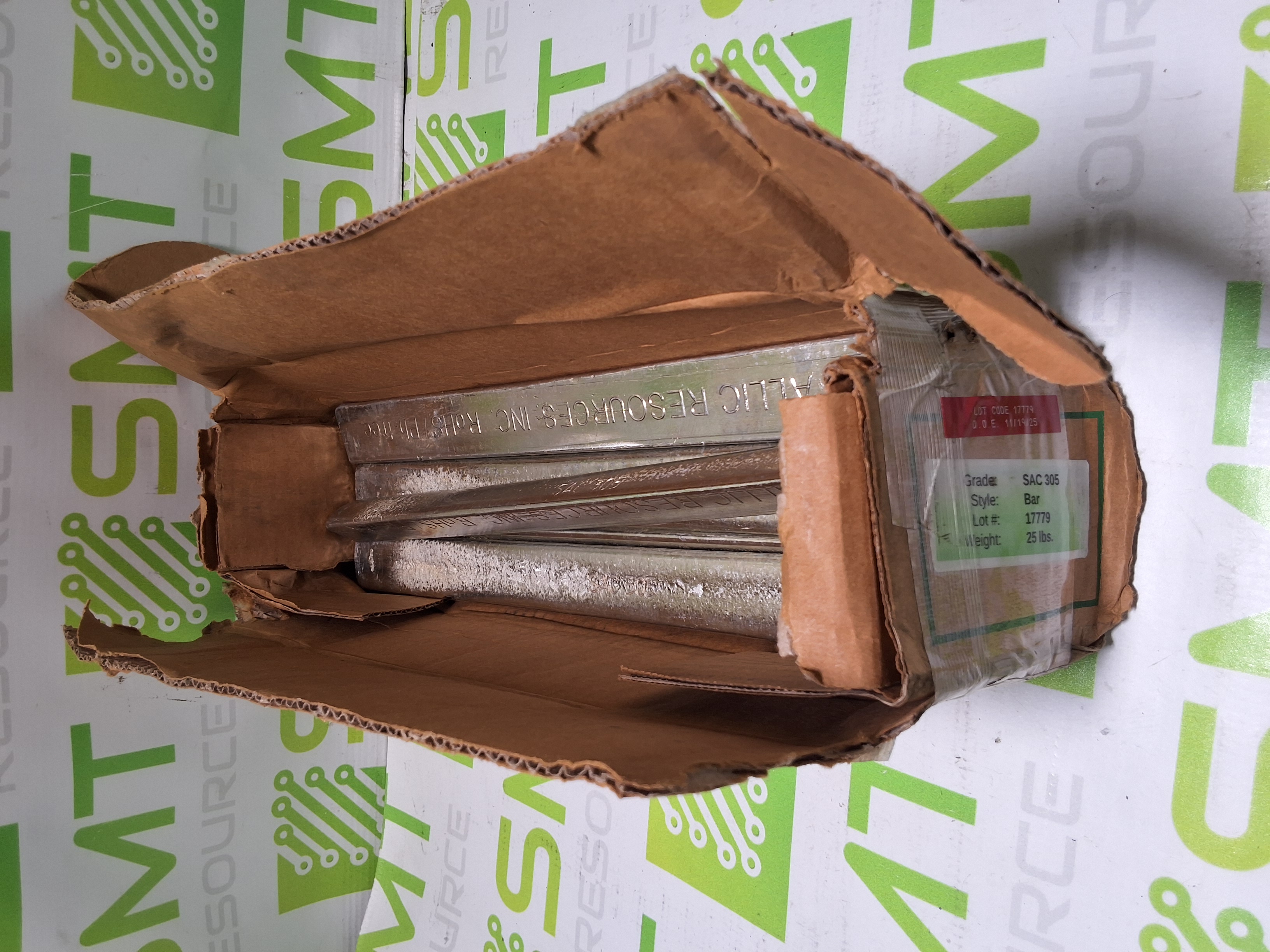 Used METALLIC RESOURCES SAC305 LEAD FREE SOLDER BARS - 13.6 LBS TOTAL