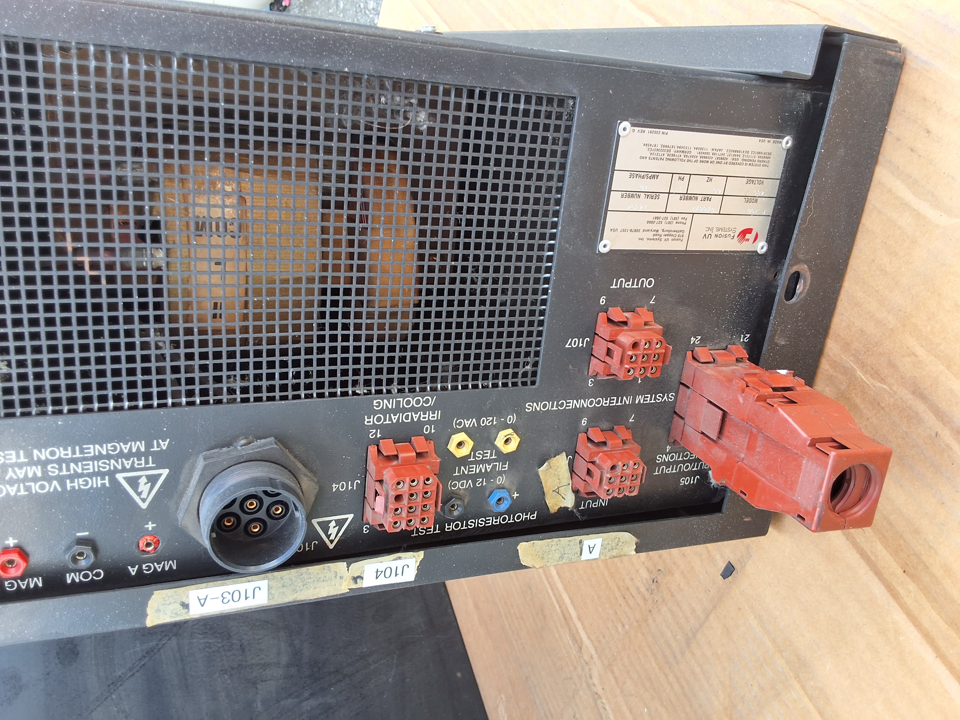 Used FUSION UV SYSTEMS P150 / 078871 POWER SUPPLY 3-PHASE 480V 10A 60Hz