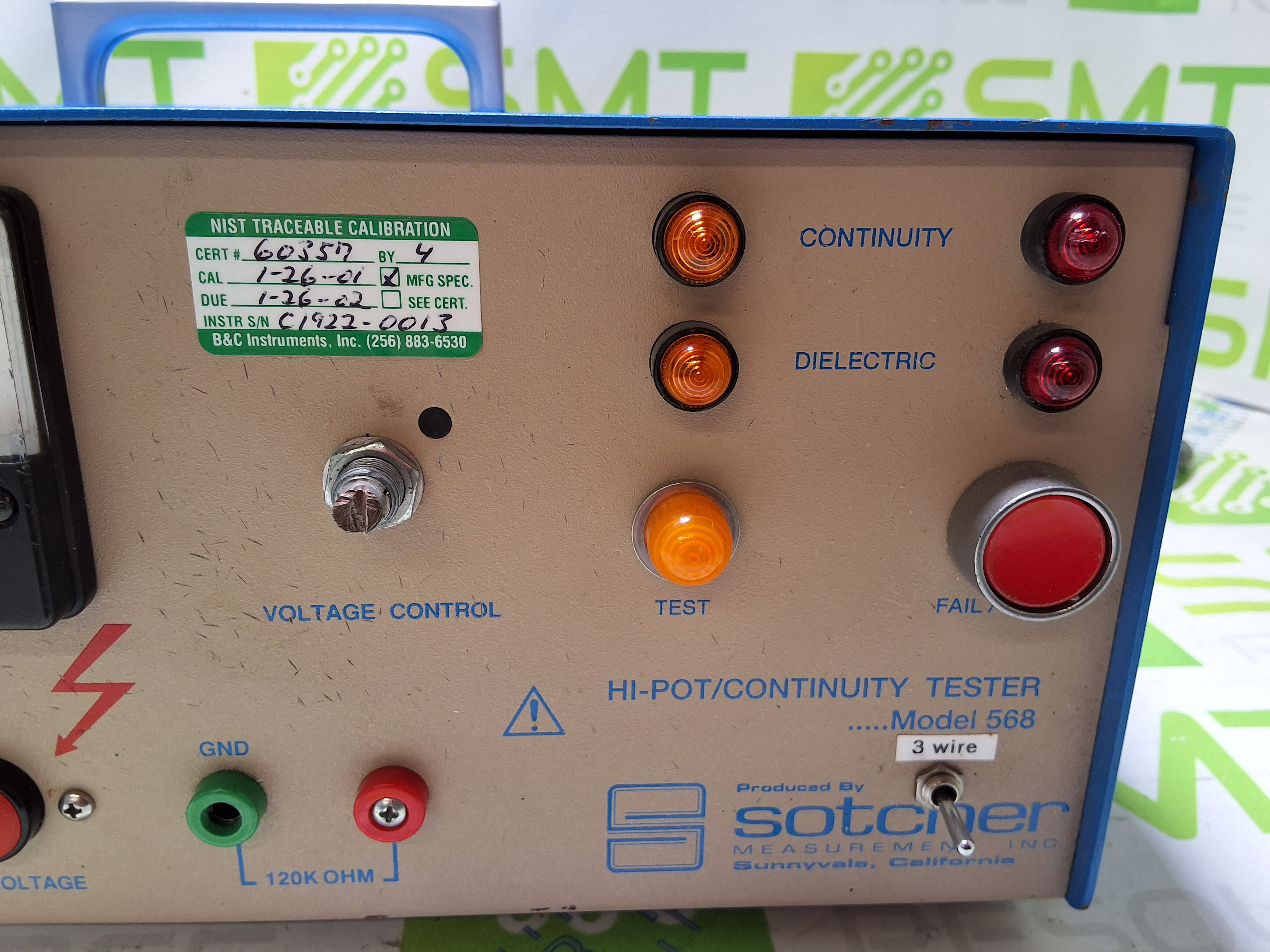 Used SOTCHER MEASUREMENT 568 HI-POT/CONTINUITY TESTER