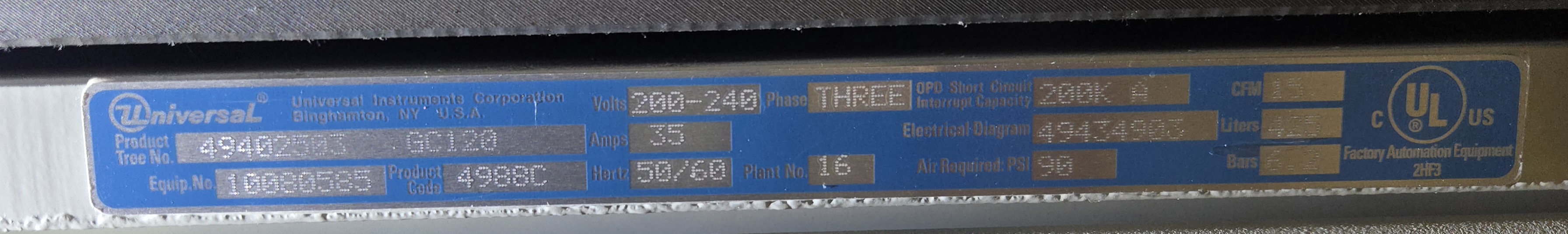 Used Universal Instruments GSM Genesis GC-120 Pick and Place Machine