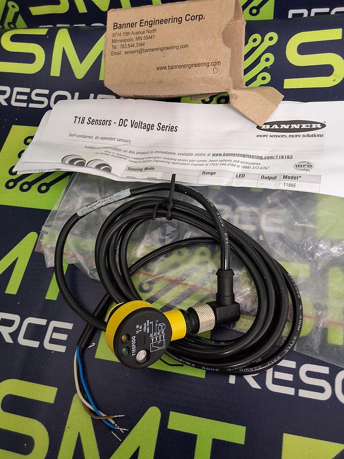 BANNER T18SP6DQ / 34631 PHOTOELECTRIC SENSOR WITH MQDC-406RA CABLE - BRAND NEW