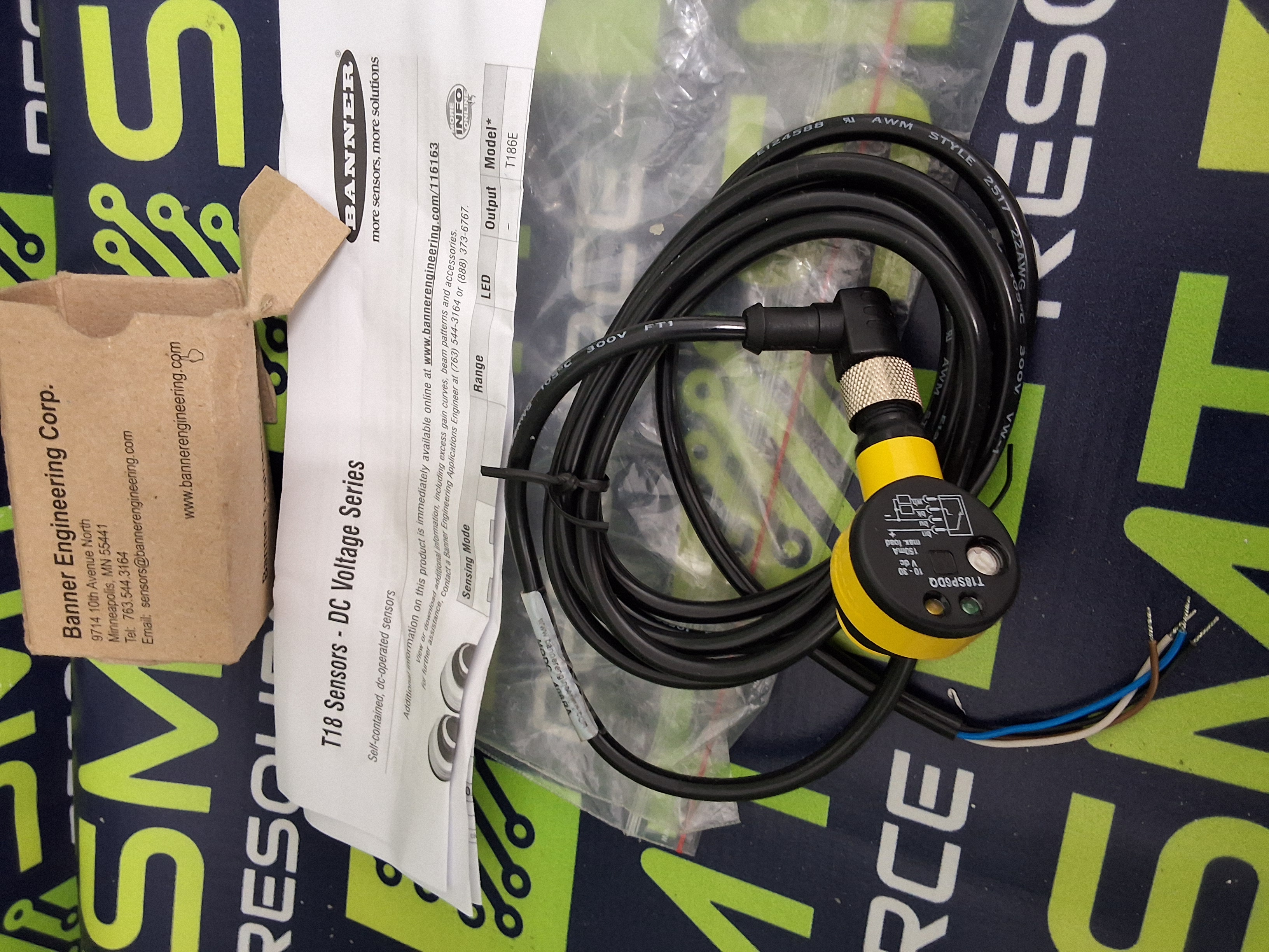 BANNER T18SP6DQ / 34631 PHOTOELECTRIC SENSOR WITH MQDC-406RA CABLE - BRAND NEW