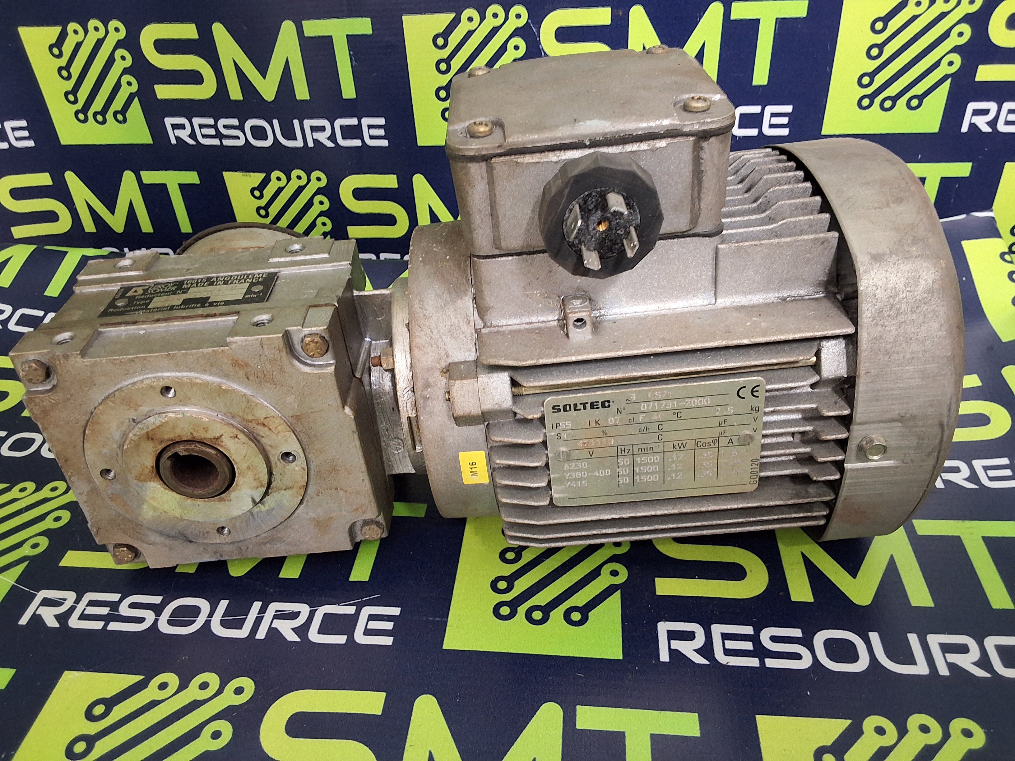Used SOLTEC 3 LS71 MOTOR WITH LEROY SOMER MVDE M00C GEARBOX / GEAR REDUCER
