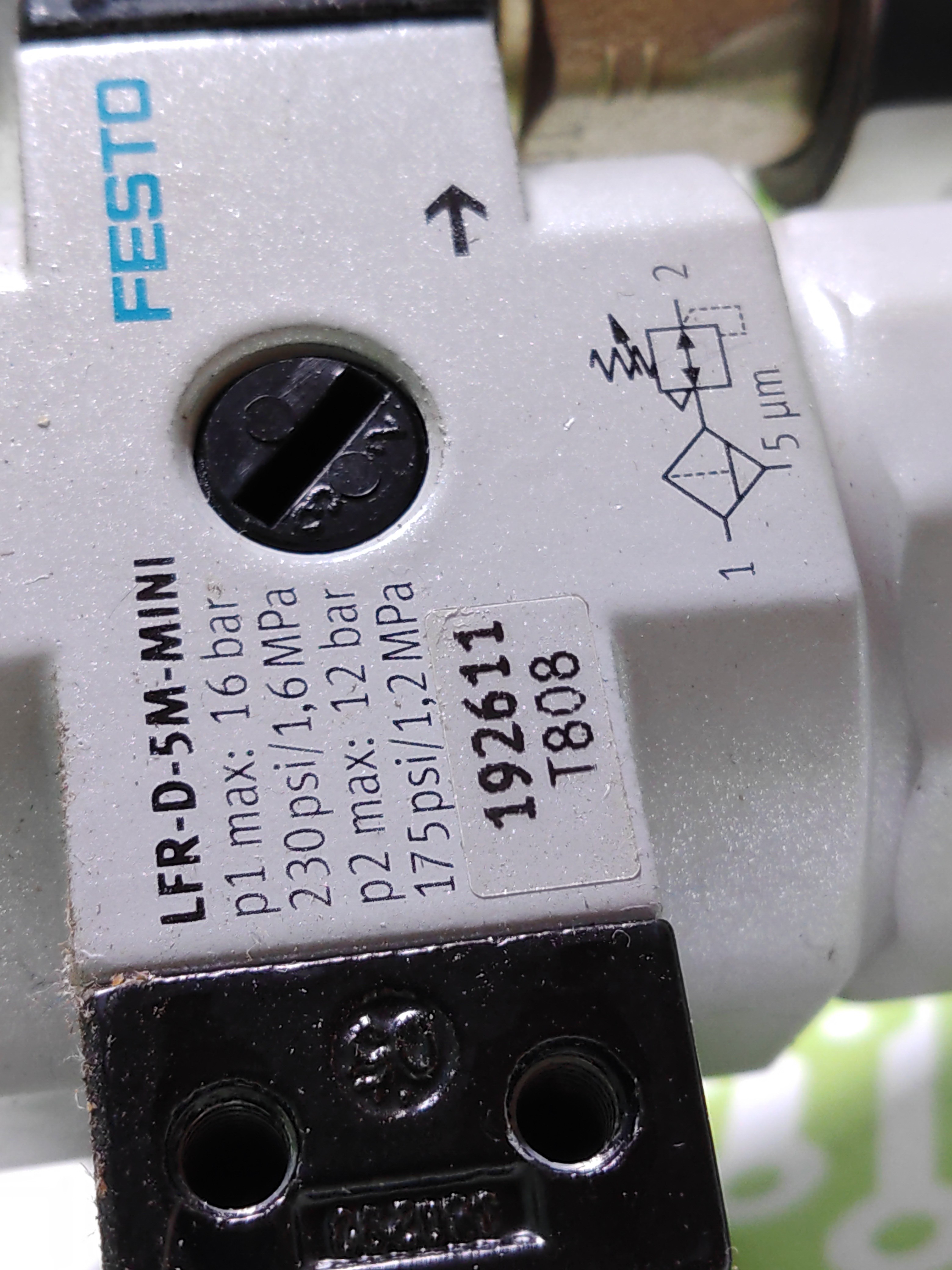 Used FESTO LFR-D-5M-MINI WITH FESTO PEV-1/4-A-SW27-B-OD PRESSURE SWITCH