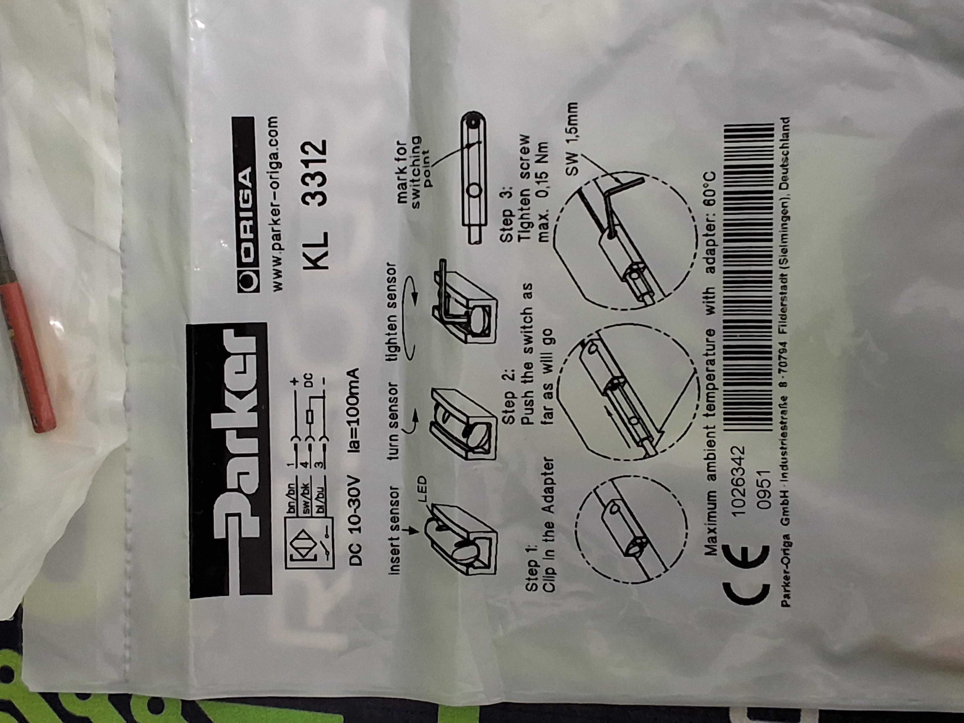 PARKER KL 3310 / KL3310 SENSOR SWITCH DC 10-30V 100mA - BRAND NEW