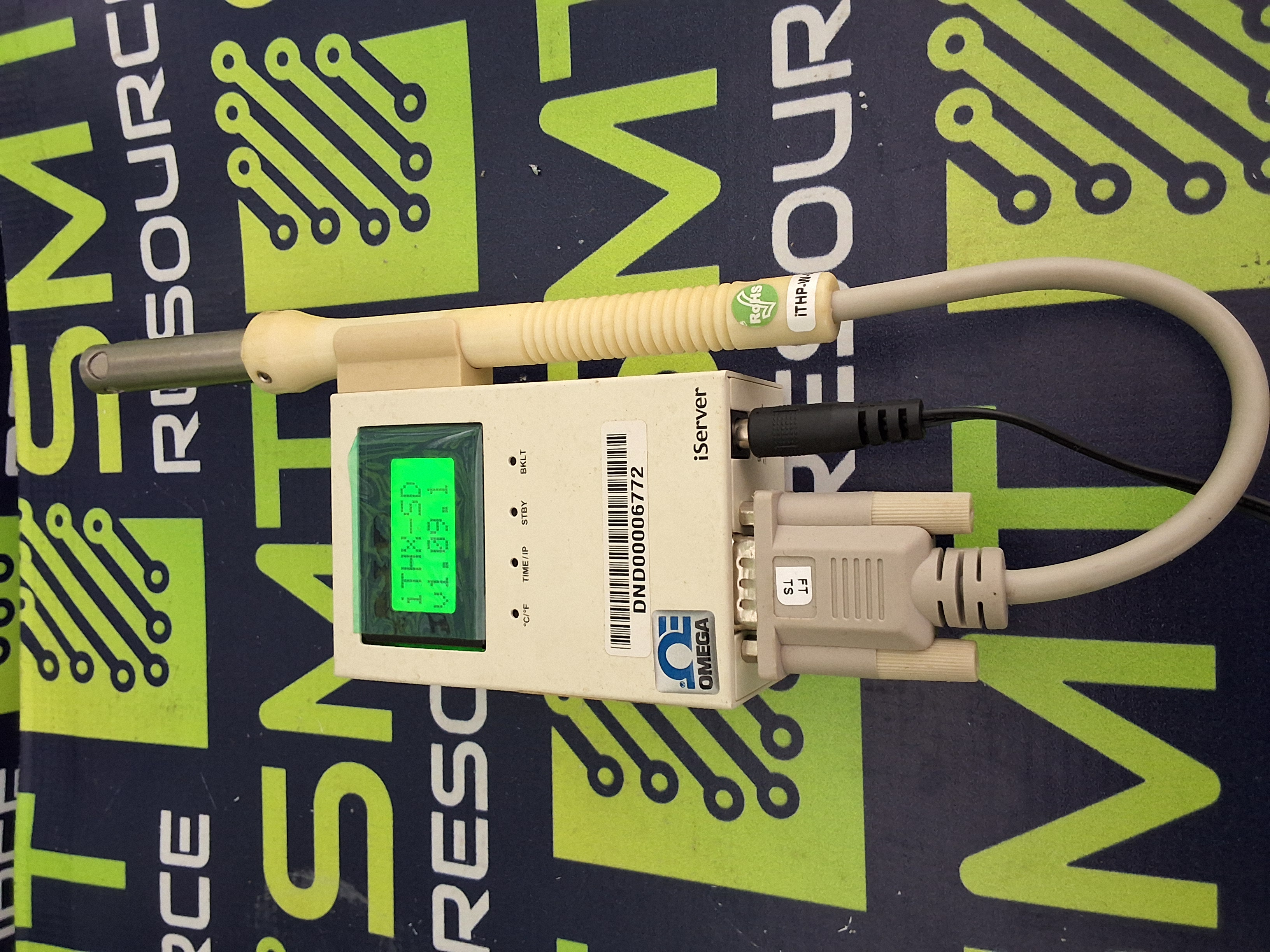 Used OMEGA iTHX-SD iServer MicroServer WITH 4GB SD CARD, POWER SUPPLY AND iTHP-W-6 PROBE