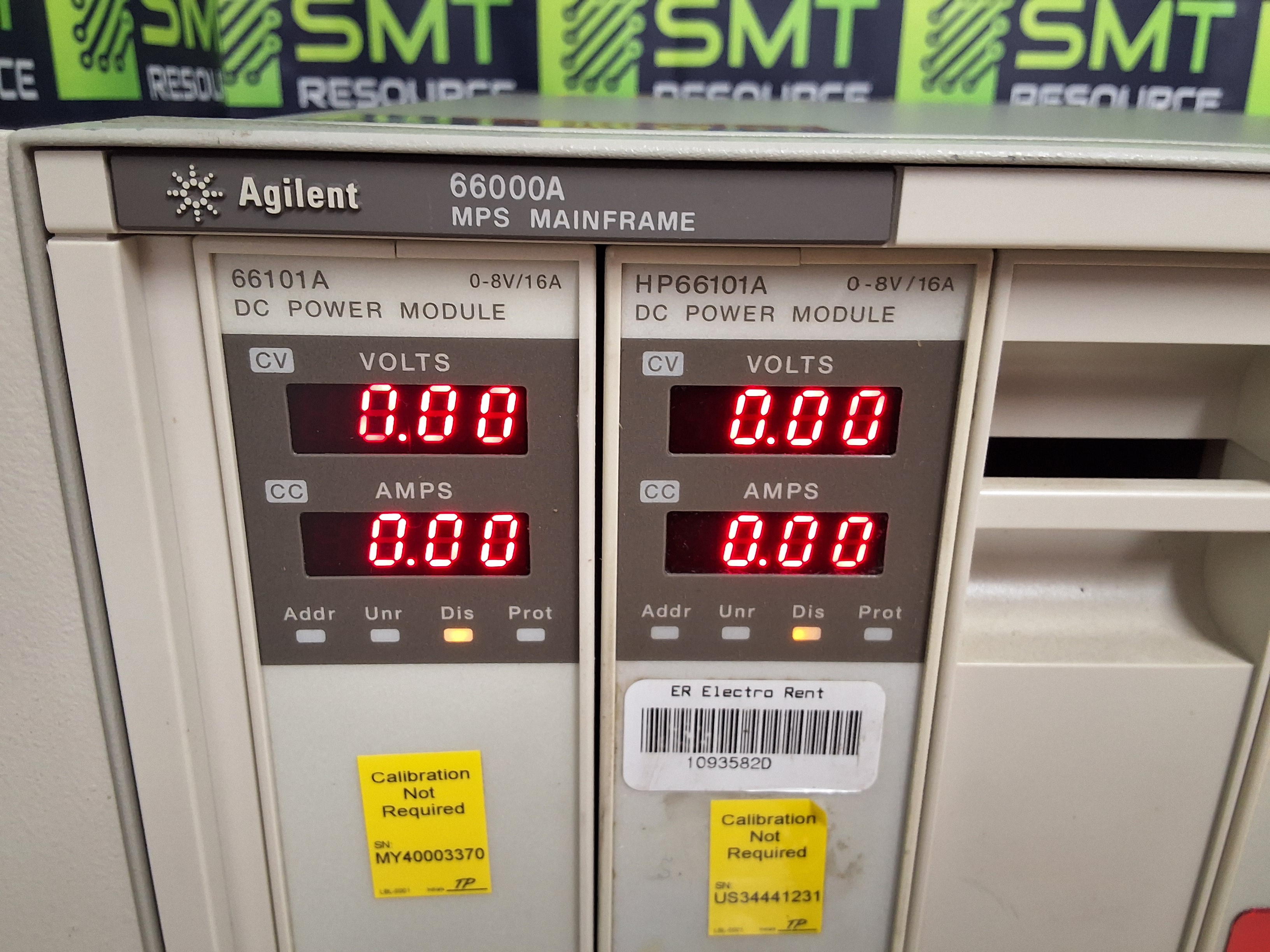Used AGILENT 66000A MPS MAINFRAME WITH (2) 66101A AND (2) 66102A MODULES 