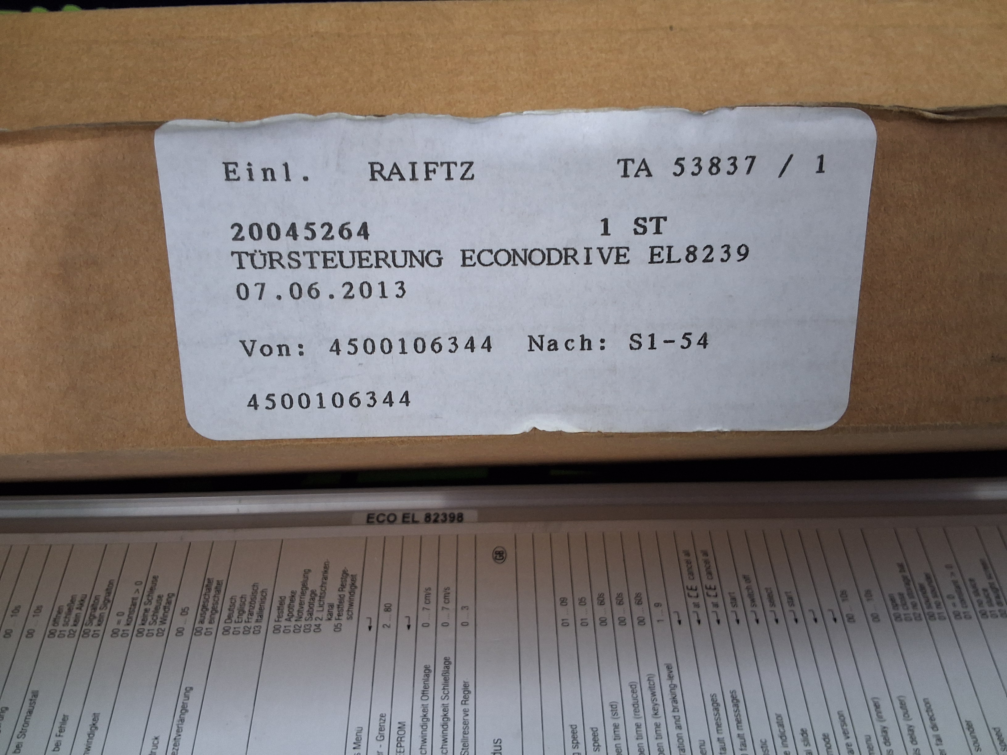 ECONODRIVE SERVICE-MODUS GEZE ECO 82398 SW 74737 V2.0 REV. G1