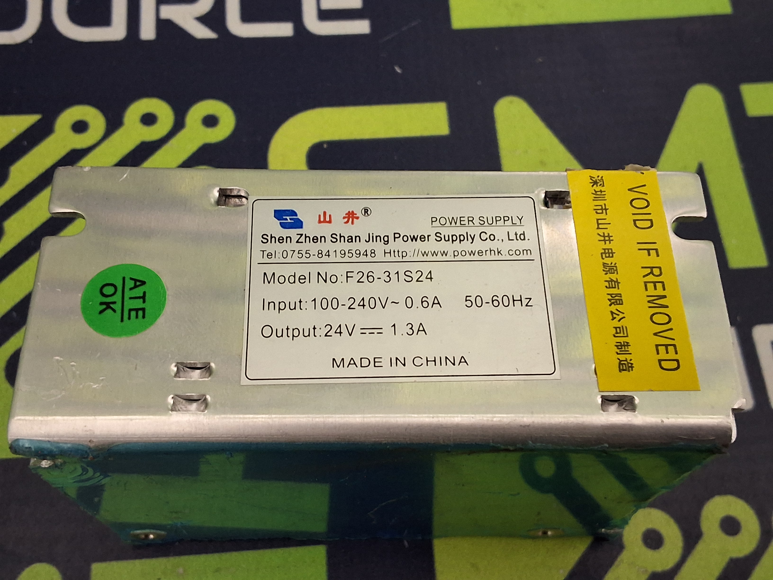 Used SHEN ZHEN SHAN JING F26-31S24 POWER SUPPLY 100-240V 0.6A 50/60Hz