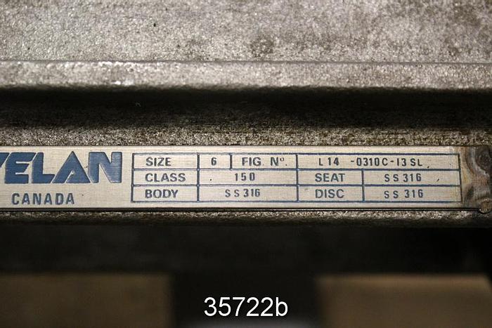 Used Velan 6" Hand Operated Knife Gate Valve, L14-0310C-13SL #35722