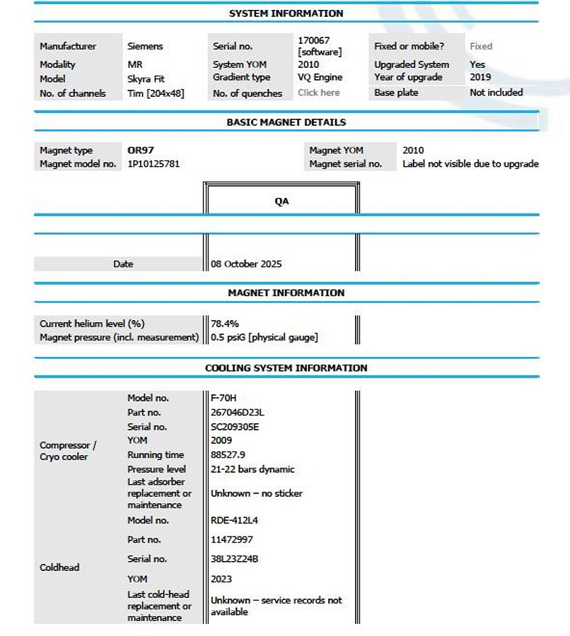 D'occasion SYSTÈME D’IRM SIEMENS Skyra FIT 3.0T