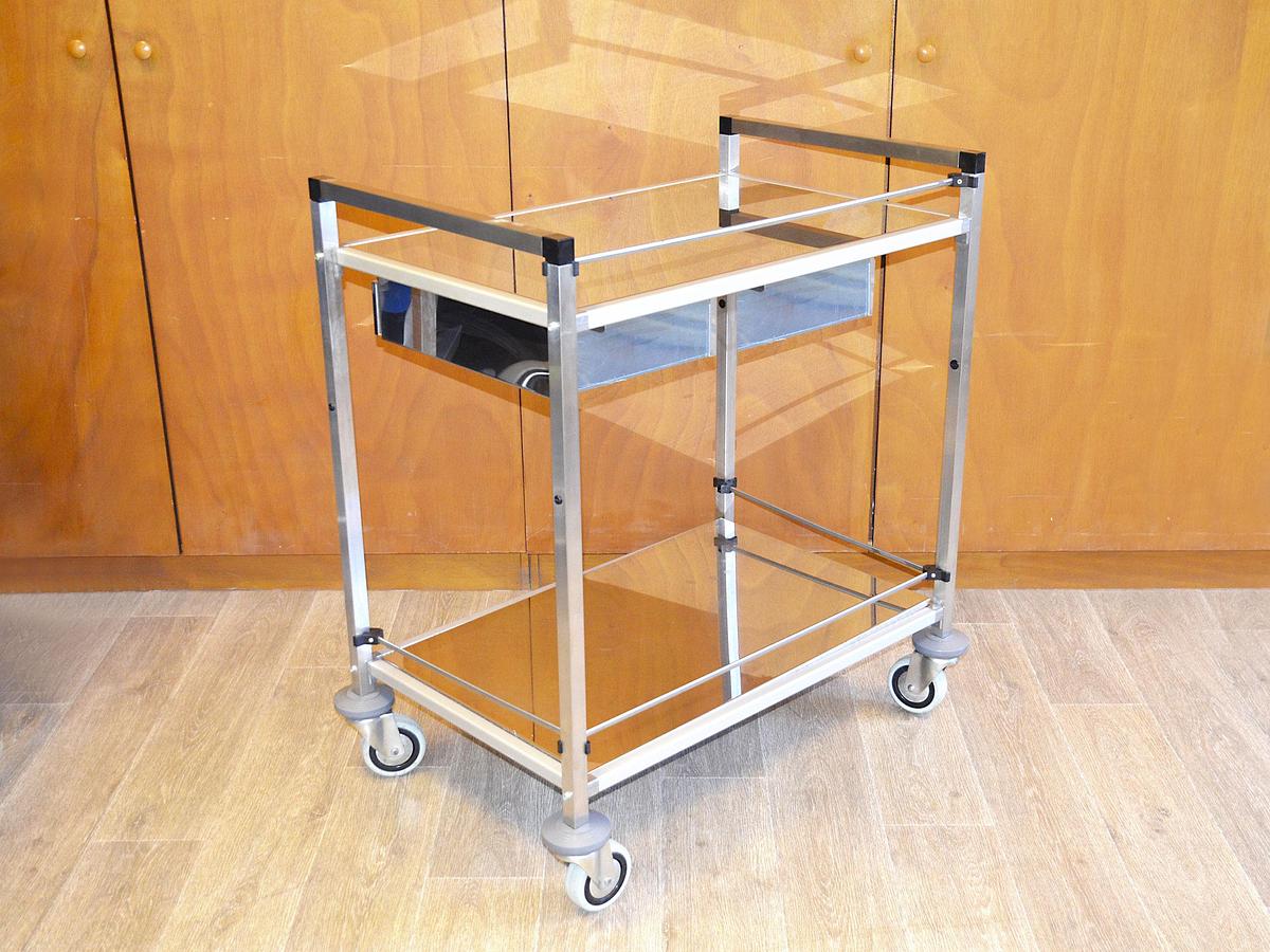 D'occasion GUÉRIDON INOX AVEC DEUX TIROIRS 82 X 53 X H. 95 CM