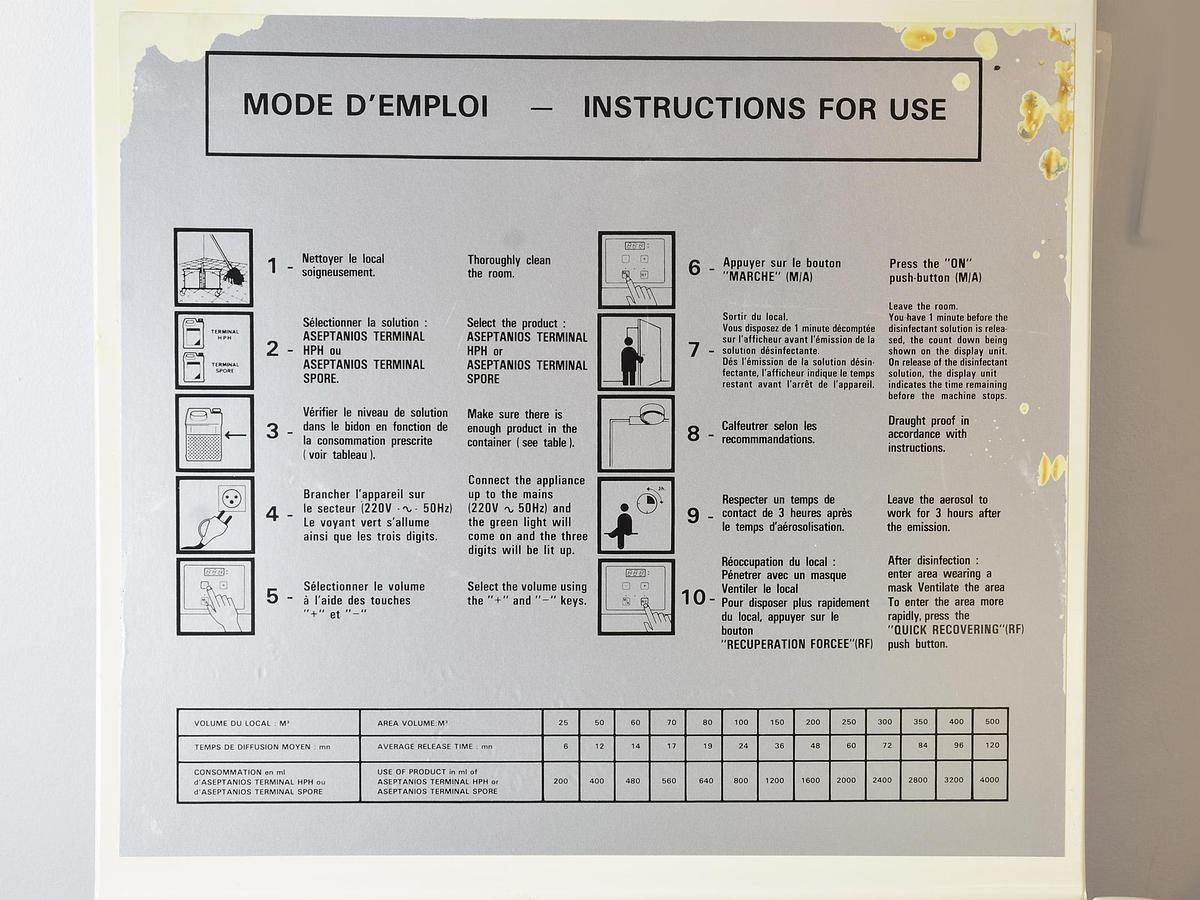 D'occasion APPAREIL DE DÉSINFECTION PAR VOIE AÉRIENNE ANIOS AEROSEPT VF 500