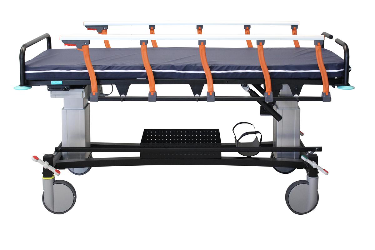 Neuf BRANCARD ÉLECTRIQUE, RADIOLUCENTE EN CARBONE, RÉGLABLE EN HAUTEUR AVEC COLONNES VERTICALES CALDARA