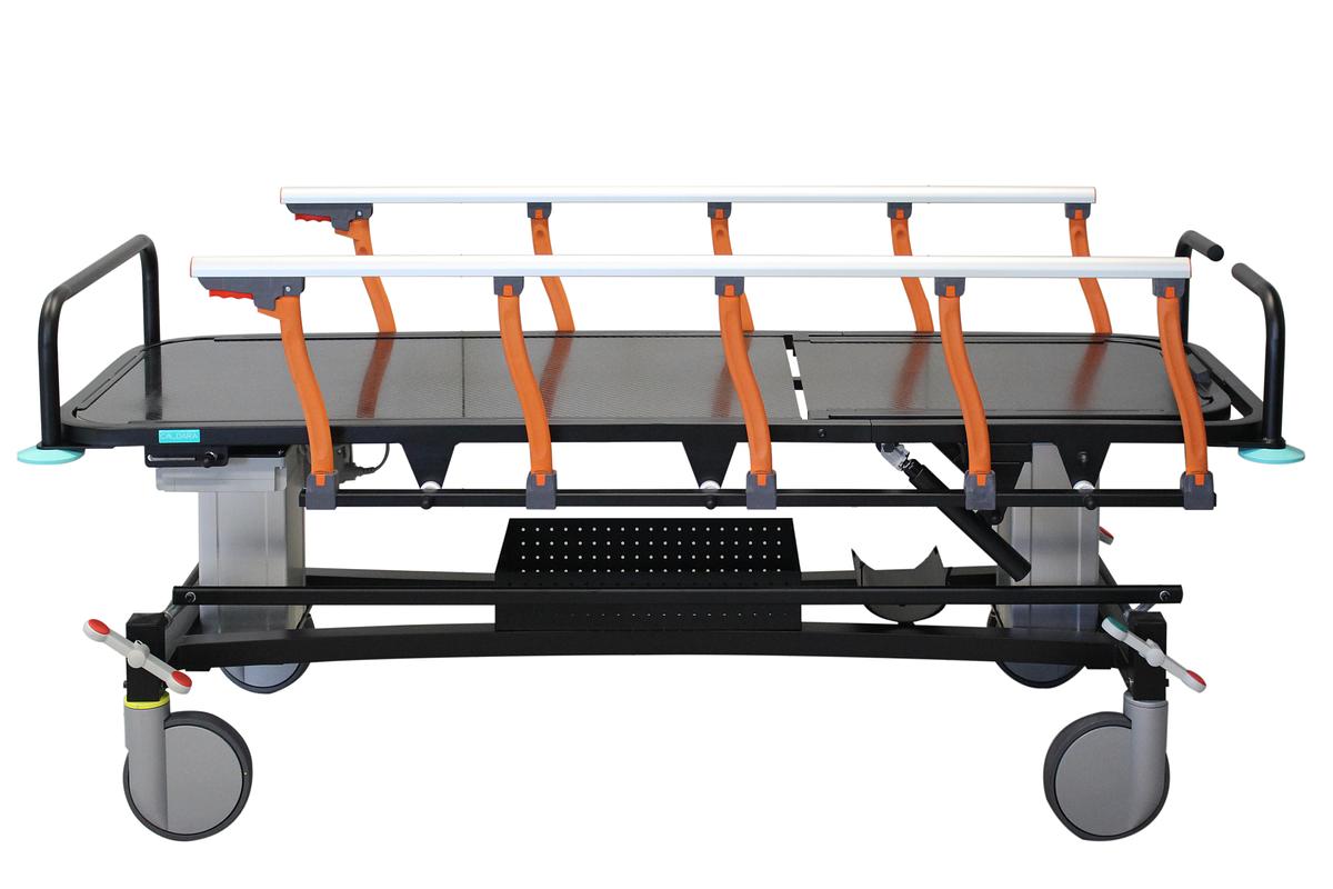 Neuf BRANCARD ÉLECTRIQUE, RADIOLUCENTE EN CARBONE, RÉGLABLE EN HAUTEUR AVEC COLONNES VERTICALES CALDARA