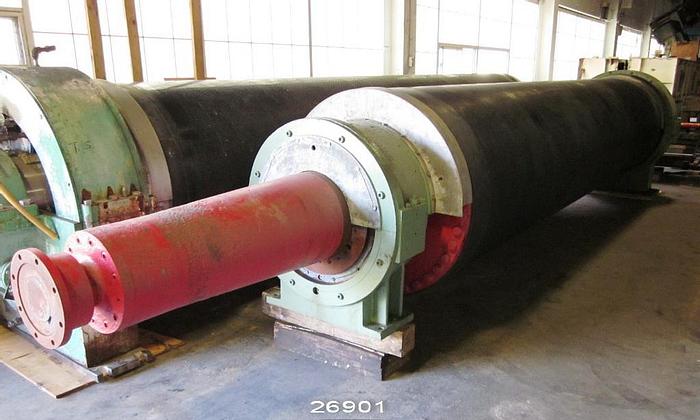 Used Dominion Engineering  Rubber Covered Suction Couch Roll, 45" Diameter, 184" Drilled Width, 202.75 Face, 232.75 Mounting Centerlines, 0.25" Hole Diameter. #26901