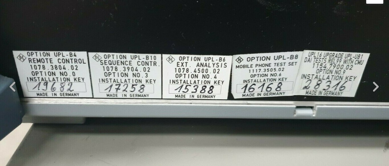 Used Rohde & Schwarz UPL16 1078.2008.16 W/ OPT UPL-B4 1078.3804.02 OPT N00 + UPL-B10