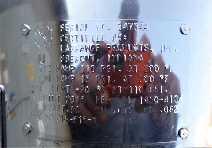 Used Tank, 15 Gallon, S/st, 110 PSI, 14" X 26.5", Binks (9) #S744049