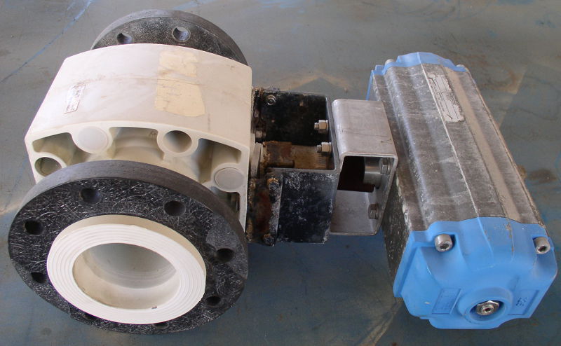 Used 4" Georg Fischer Servo Butterfly Valve; Type 370; DN100, FPM PN10