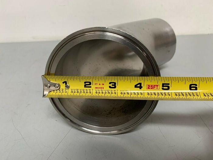 Used Stainless Steel 45 Degree Reducer w/ One Sanitary Fitting 4.5" to 4"
