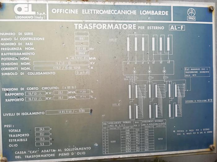 Usato TRASFORMATORI PER ESTERNO 3 FASE