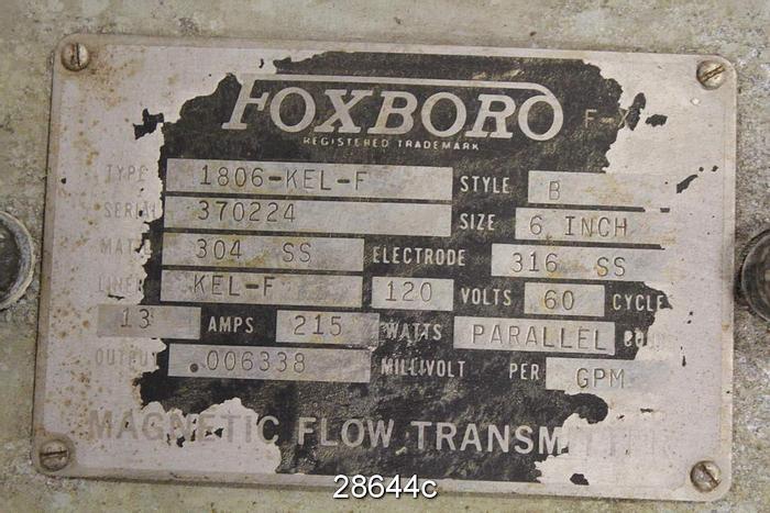 Used Foxboro 1809-KEL-F 6" Magnetic Flow Tube, 30 #28644