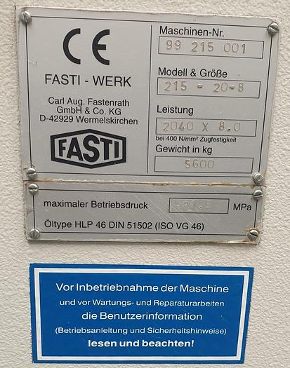 Gebraucht Hydraulische Schwenkbiegemaschine Fasti 212-20-8