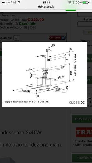 Usato CAPPA FRANKE FDF 6046 XS (60 CM)